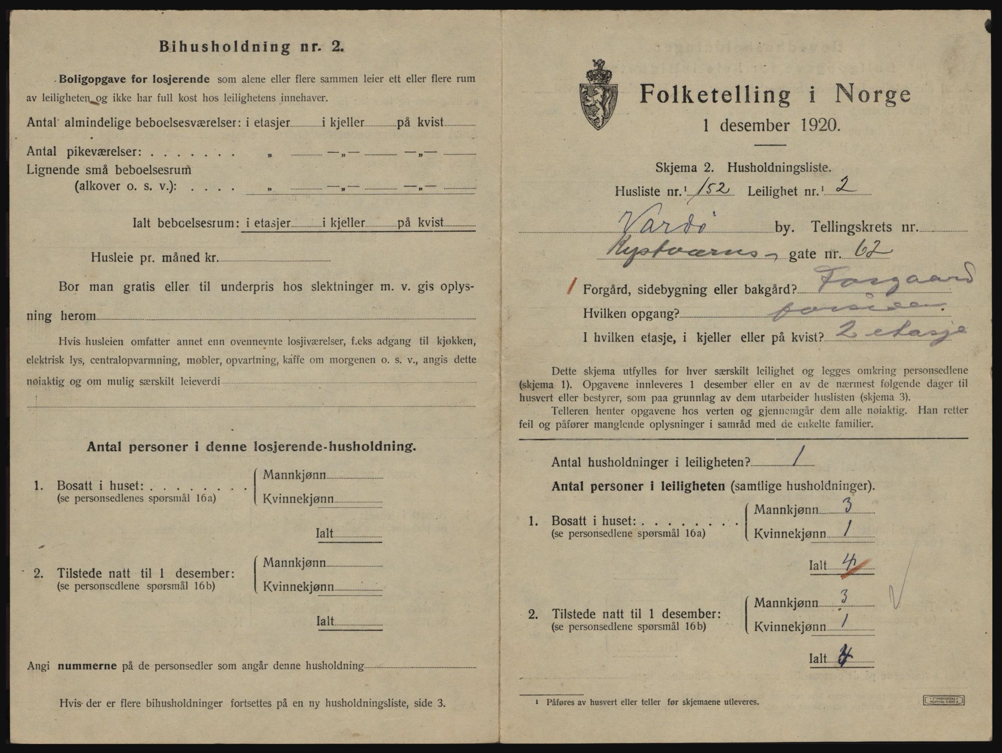 SATØ, 1920 census for Vardø, 1920, p. 2325