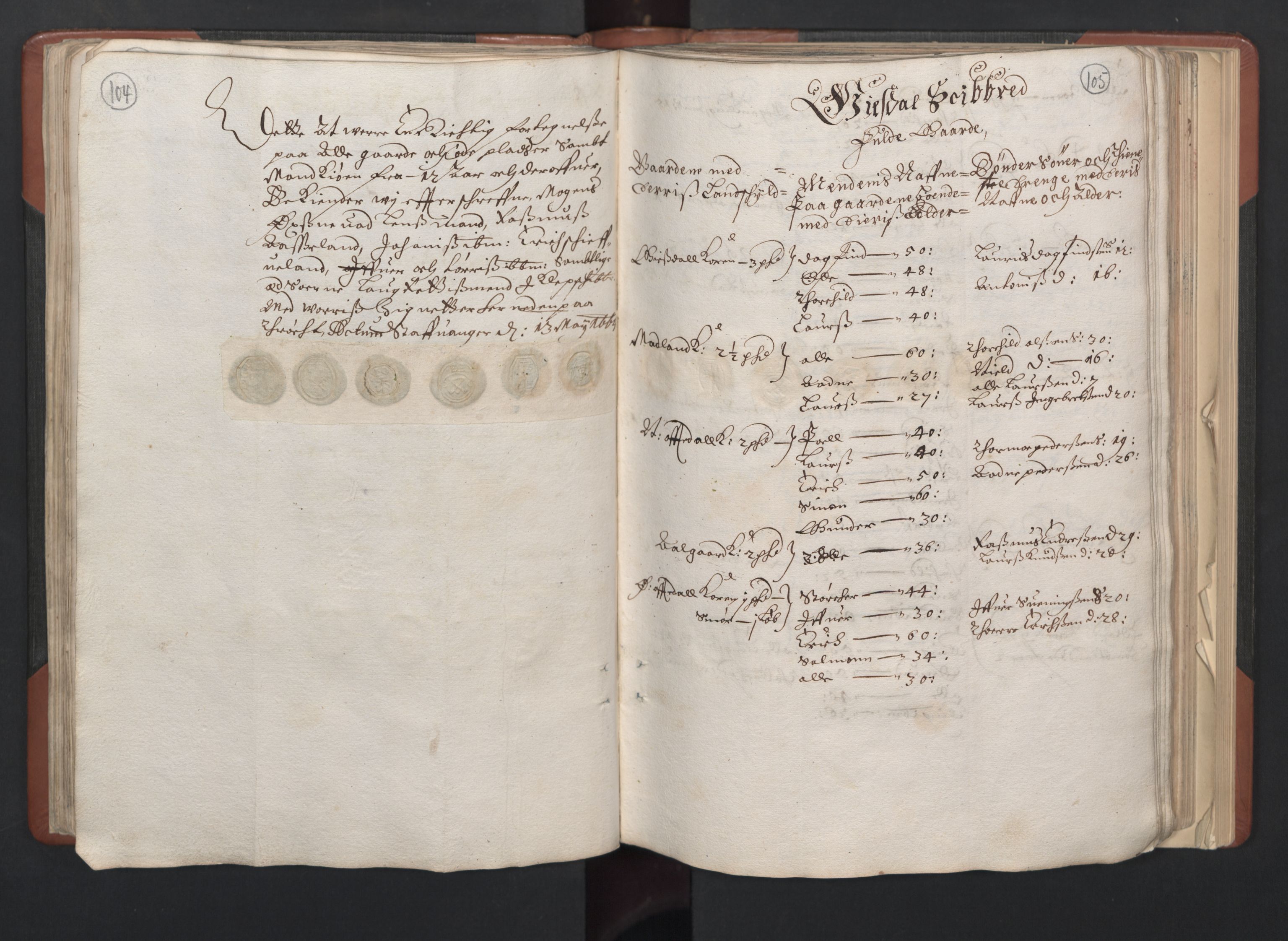 RA, Bailiff's Census 1664-1666, no. 11: Jæren and Dalane fogderi, 1664, p. 104-105