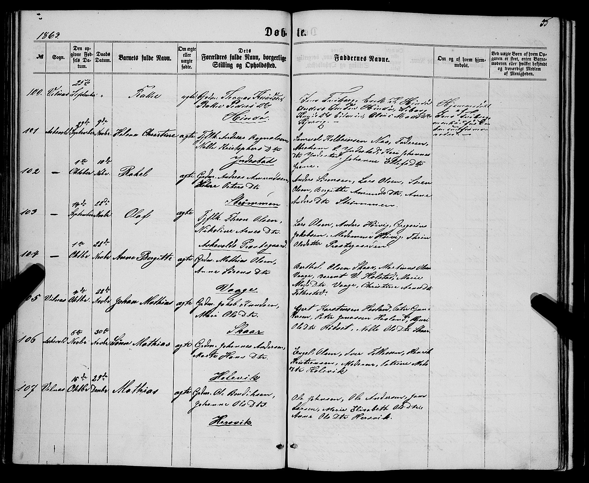 Askvoll sokneprestembete, AV/SAB-A-79501/H/Haa/Haaa/L0012: Parish register (official) no. A 12, 1859-1878, p. 55