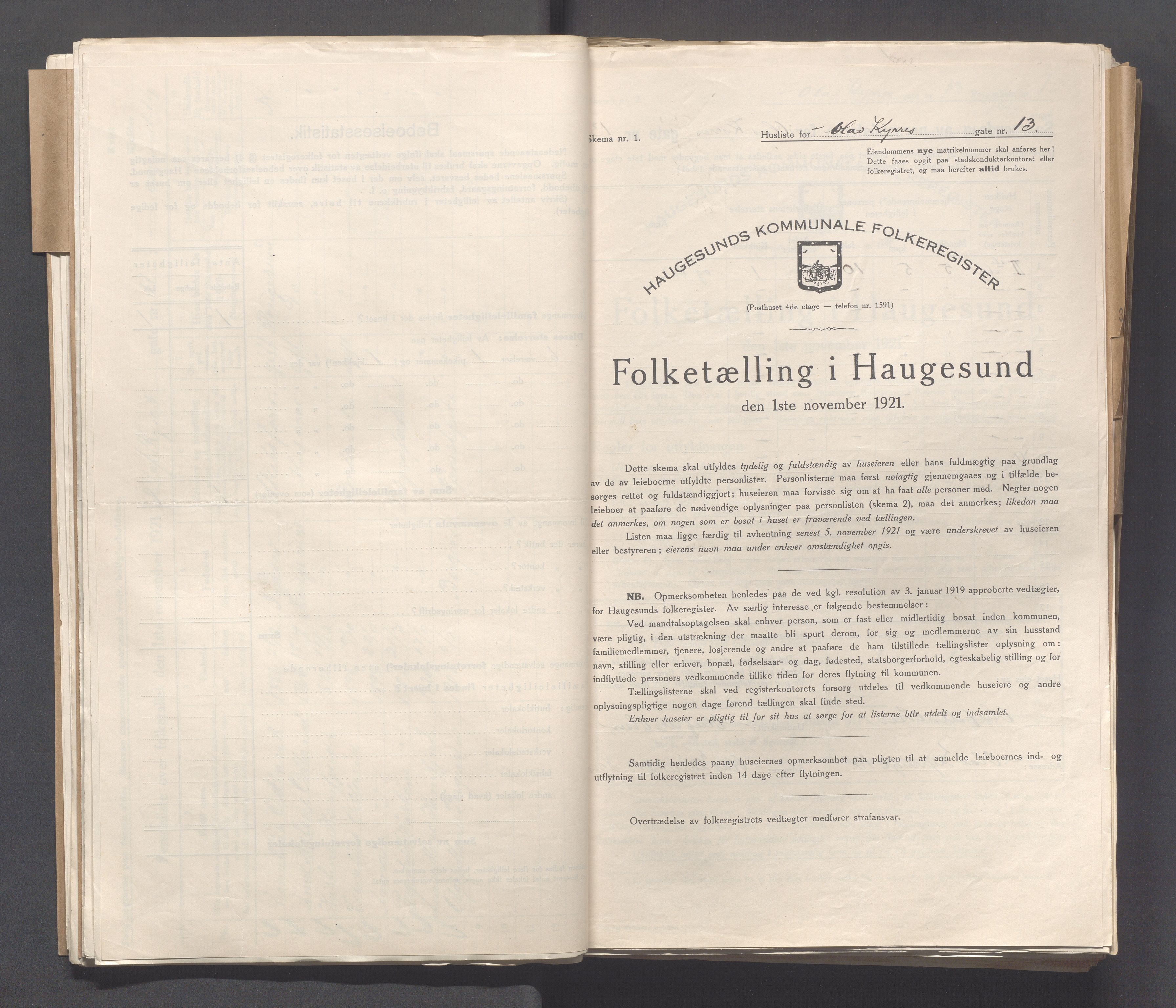IKAR, Local census 1.11.1921 for Haugesund, 1921, p. 3230