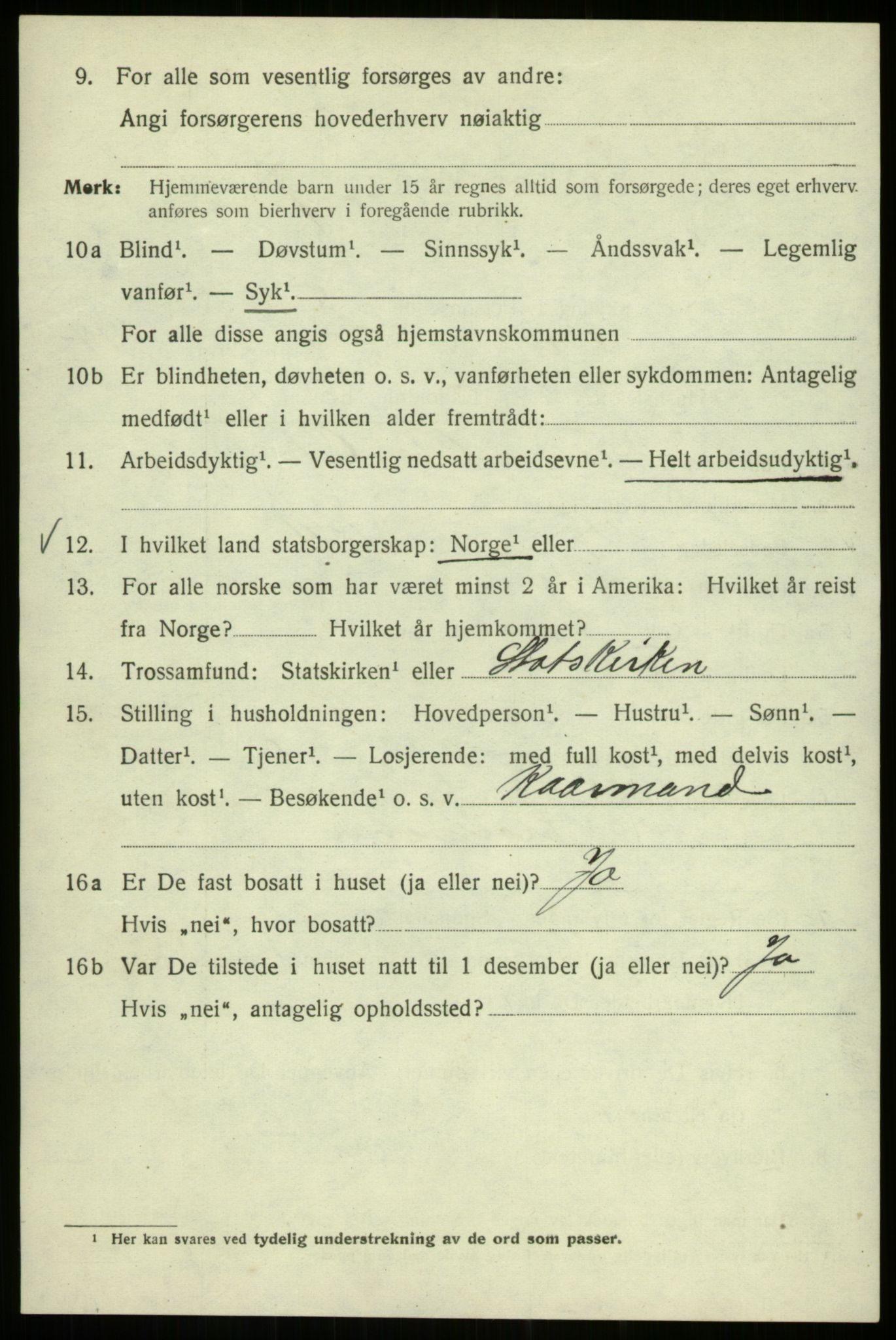 SAB, 1920 census for Bergen, 1920, p. 145256