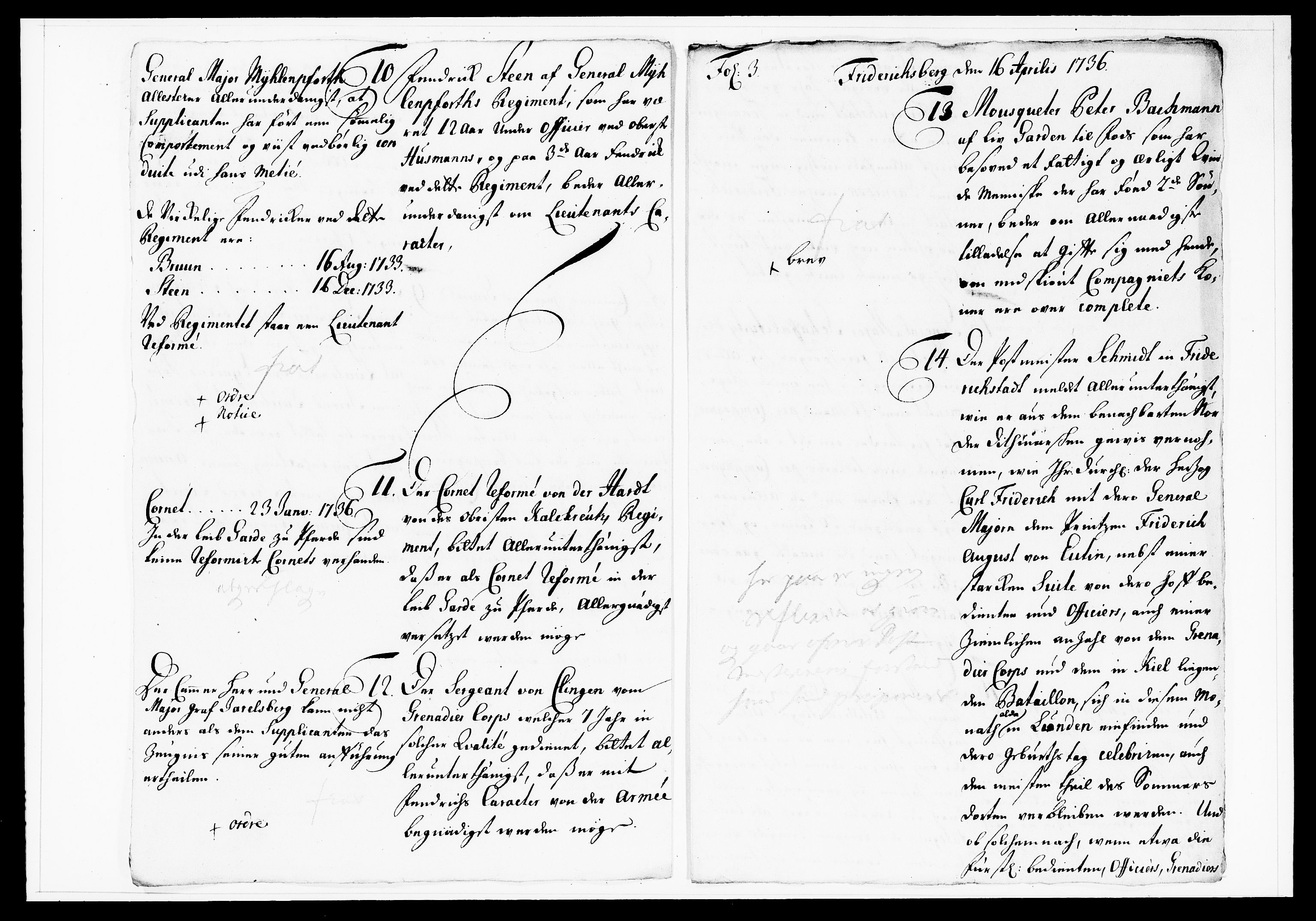 Krigskollegiet, Krigskancelliet, DRA/A-0006/-/1130-1137: Refererede sager, 1736, p. 141