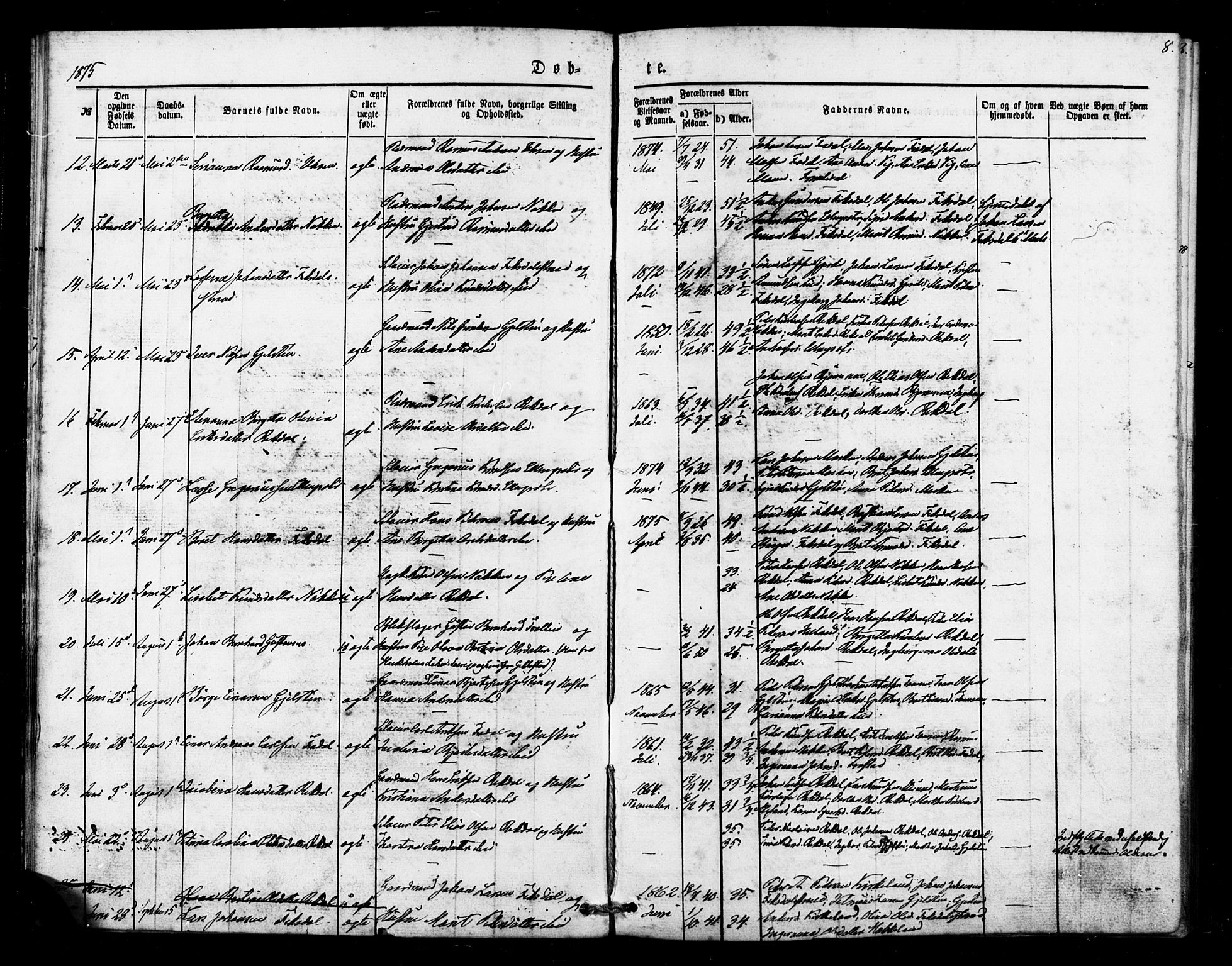 Ministerialprotokoller, klokkerbøker og fødselsregistre - Møre og Romsdal, AV/SAT-A-1454/540/L0540: Parish register (official) no. 540A01, 1872-1883, p. 8