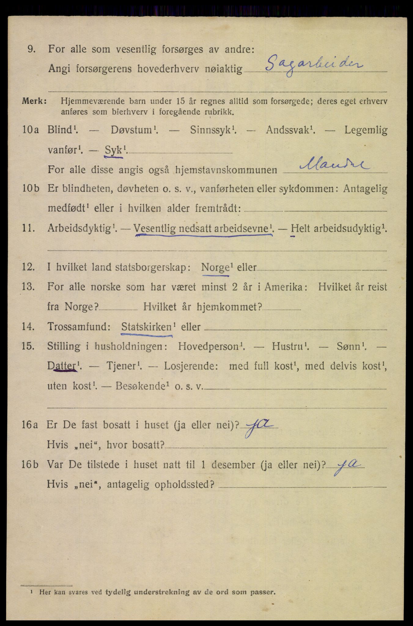 SAK, 1920 census for Mandal, 1920, p. 8580