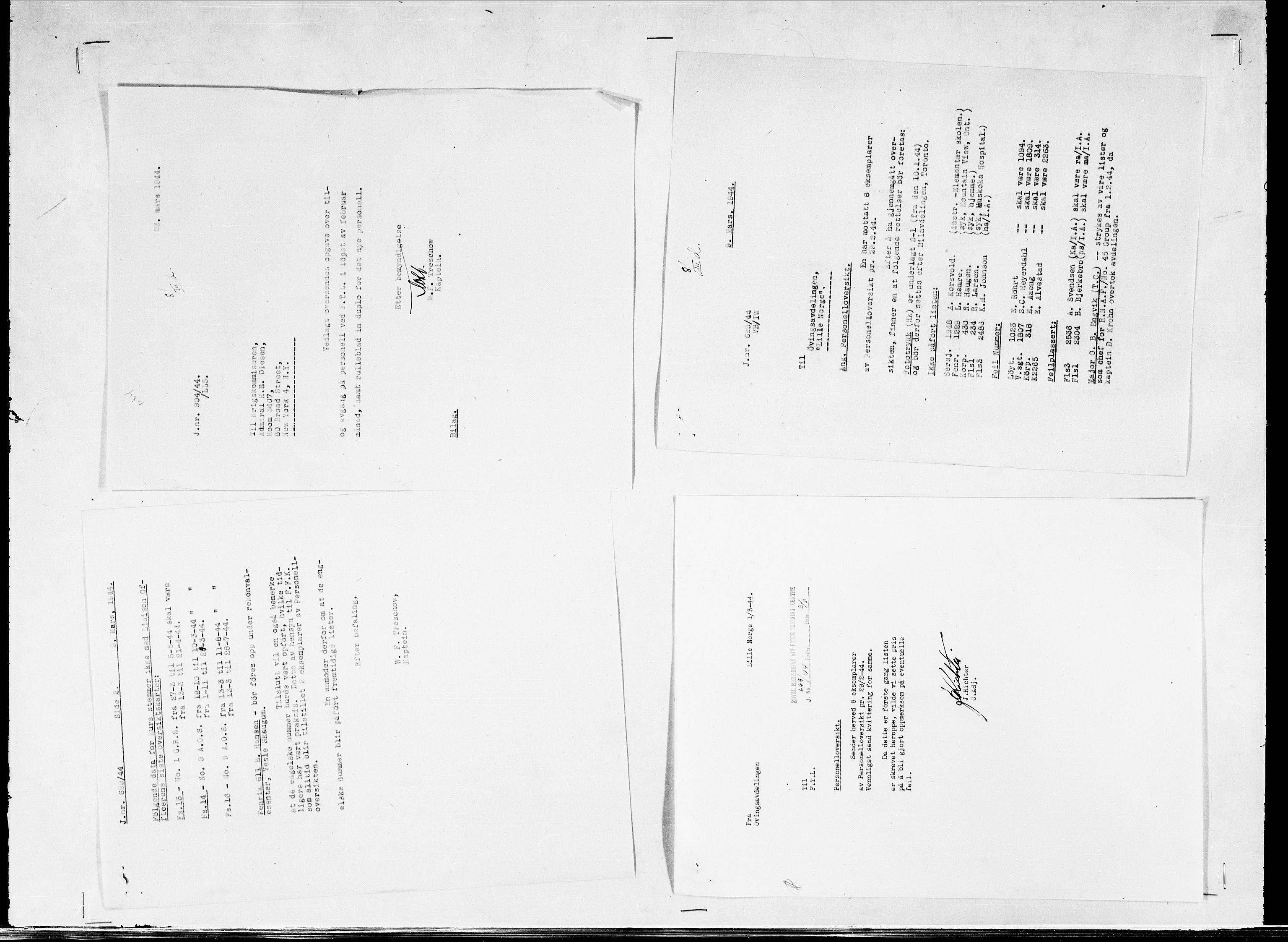 Forsvaret, Flyvåpnenes treningsleir 1940-1945, AV/RA-RAFA-3974/V/L0038: Ekspedisjonskontoret. 8. Personellkontoret, 1940-1945