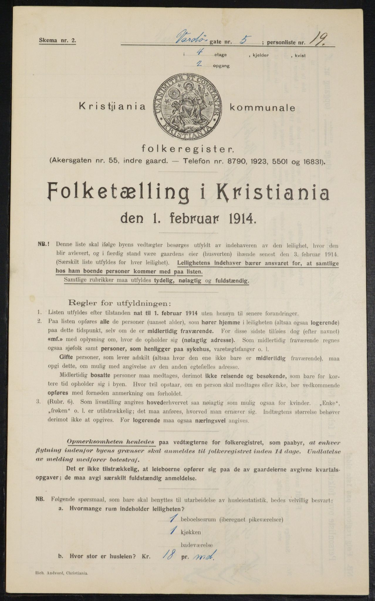OBA, Municipal Census 1914 for Kristiania, 1914, p. 122983