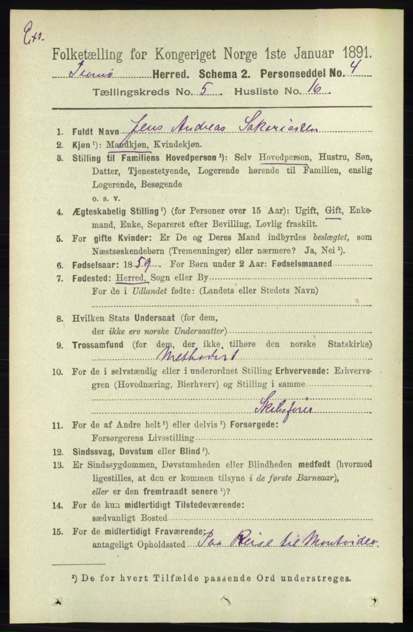 RA, Census 1891 for Nedenes amt: Gjenparter av personsedler for beslektede ektefeller, menn, 1891, p. 577