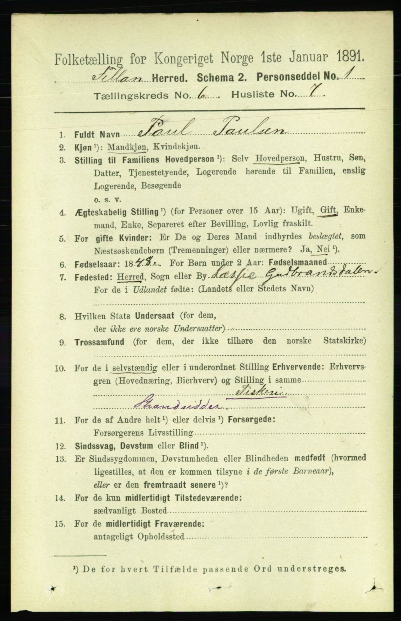 RA, 1891 census for 1616 Fillan, 1891, p. 1305