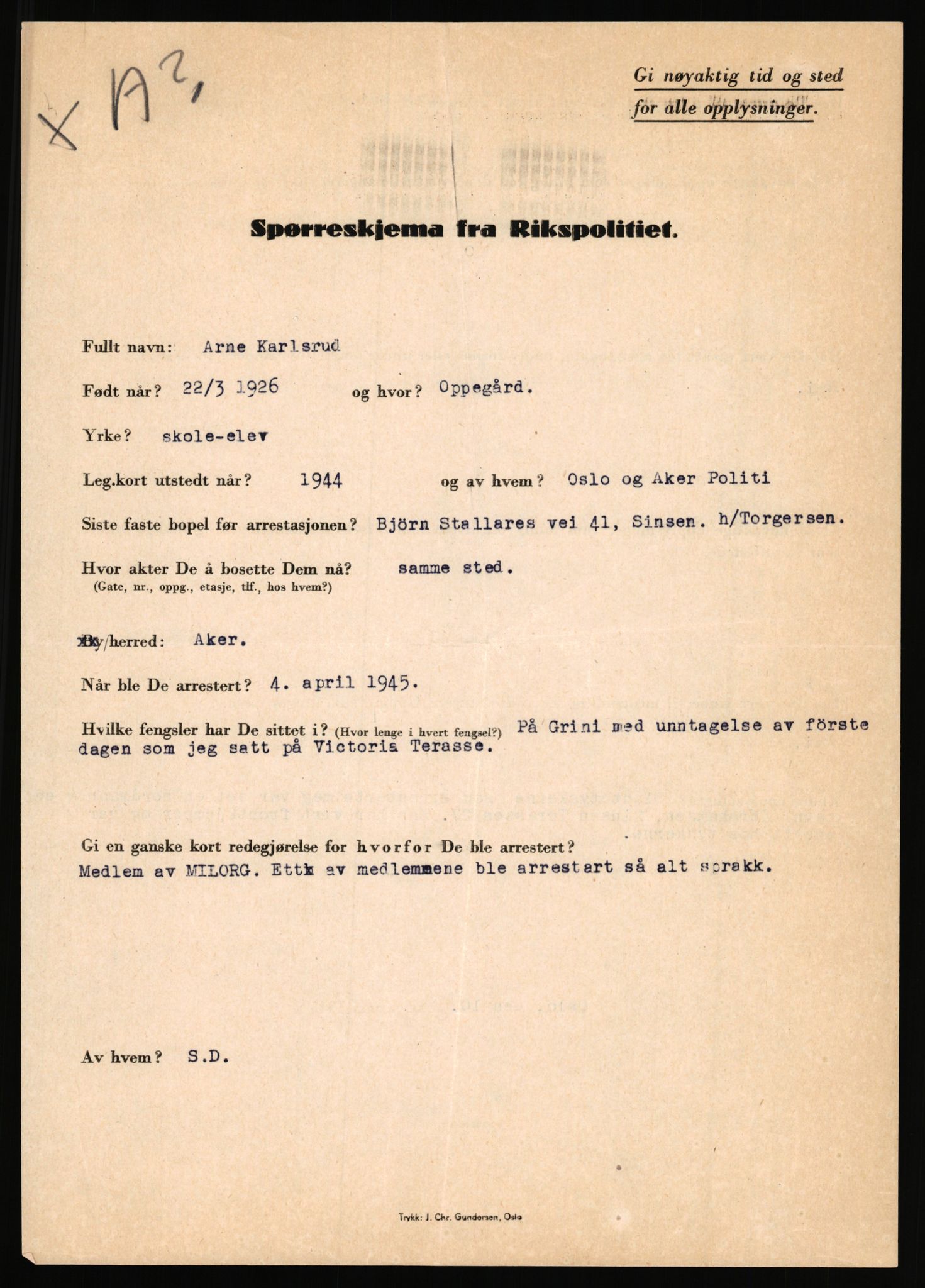 Rikspolitisjefen, AV/RA-S-1560/L/L0009: Karlsen, Aksel Emanuel - Kristiansen, Øivind Vetre, 1940-1945, p. 151