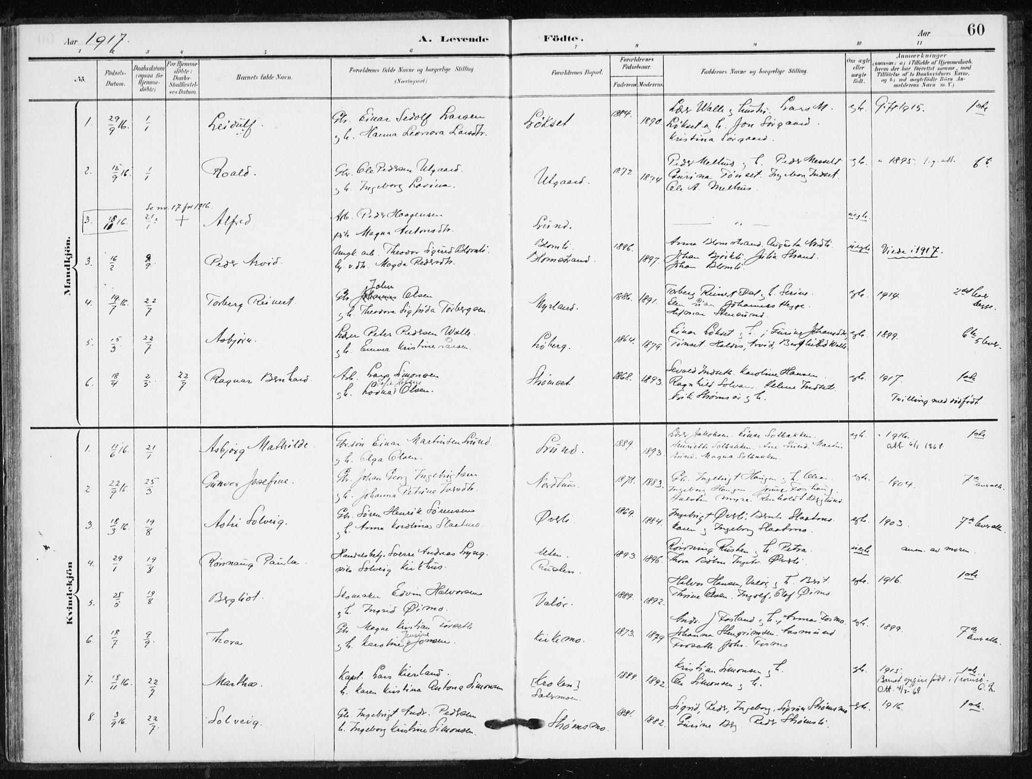 Målselv sokneprestembete, SATØ/S-1311/G/Ga/Gaa/L0013kirke: Parish register (official) no. 13, 1903-1919, p. 60