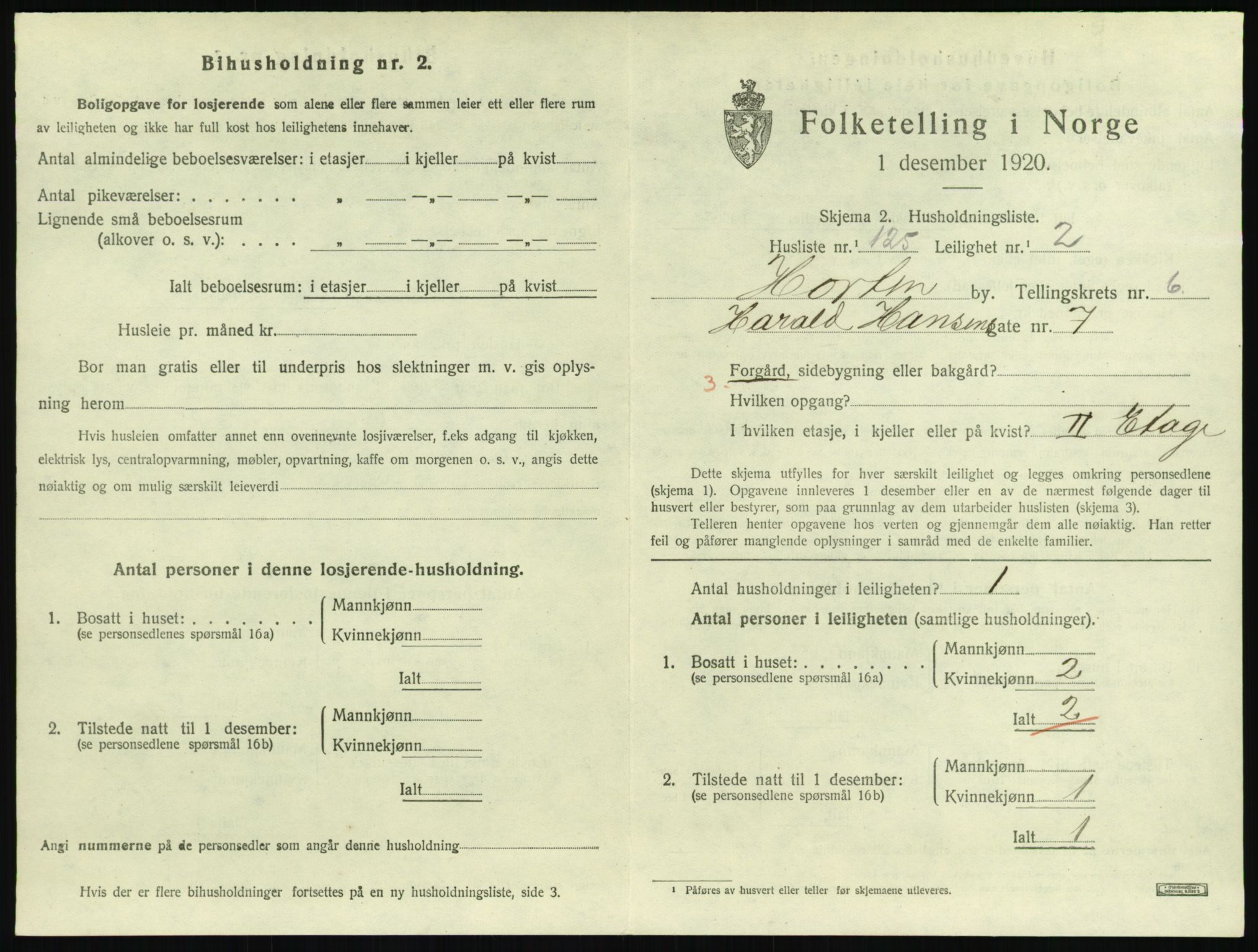 SAKO, 1920 census for Horten, 1920, p. 6871