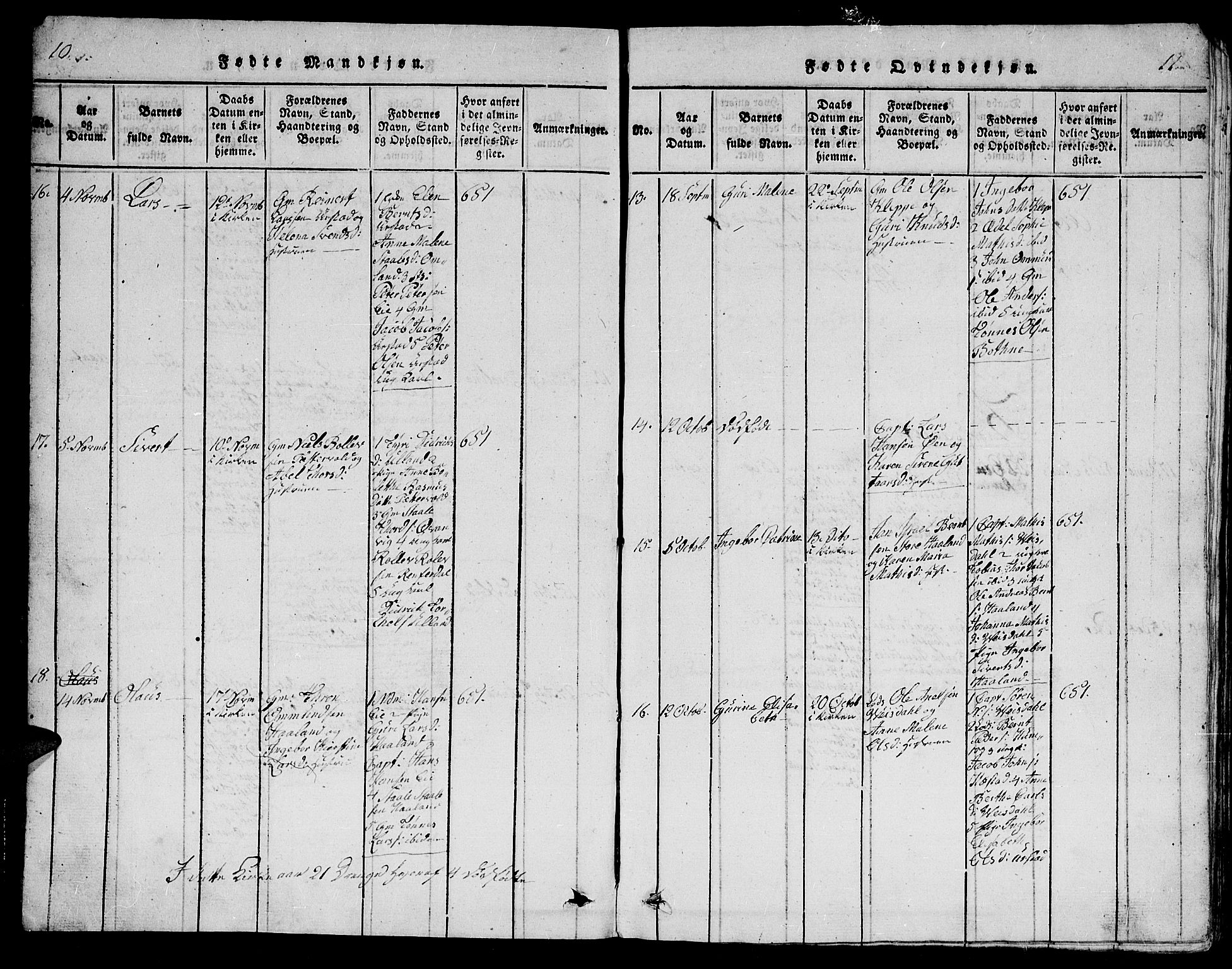 Flekkefjord sokneprestkontor, AV/SAK-1111-0012/F/Fb/Fbb/L0001: Parish register (copy) no. B 1, 1815-1830, p. 10-11