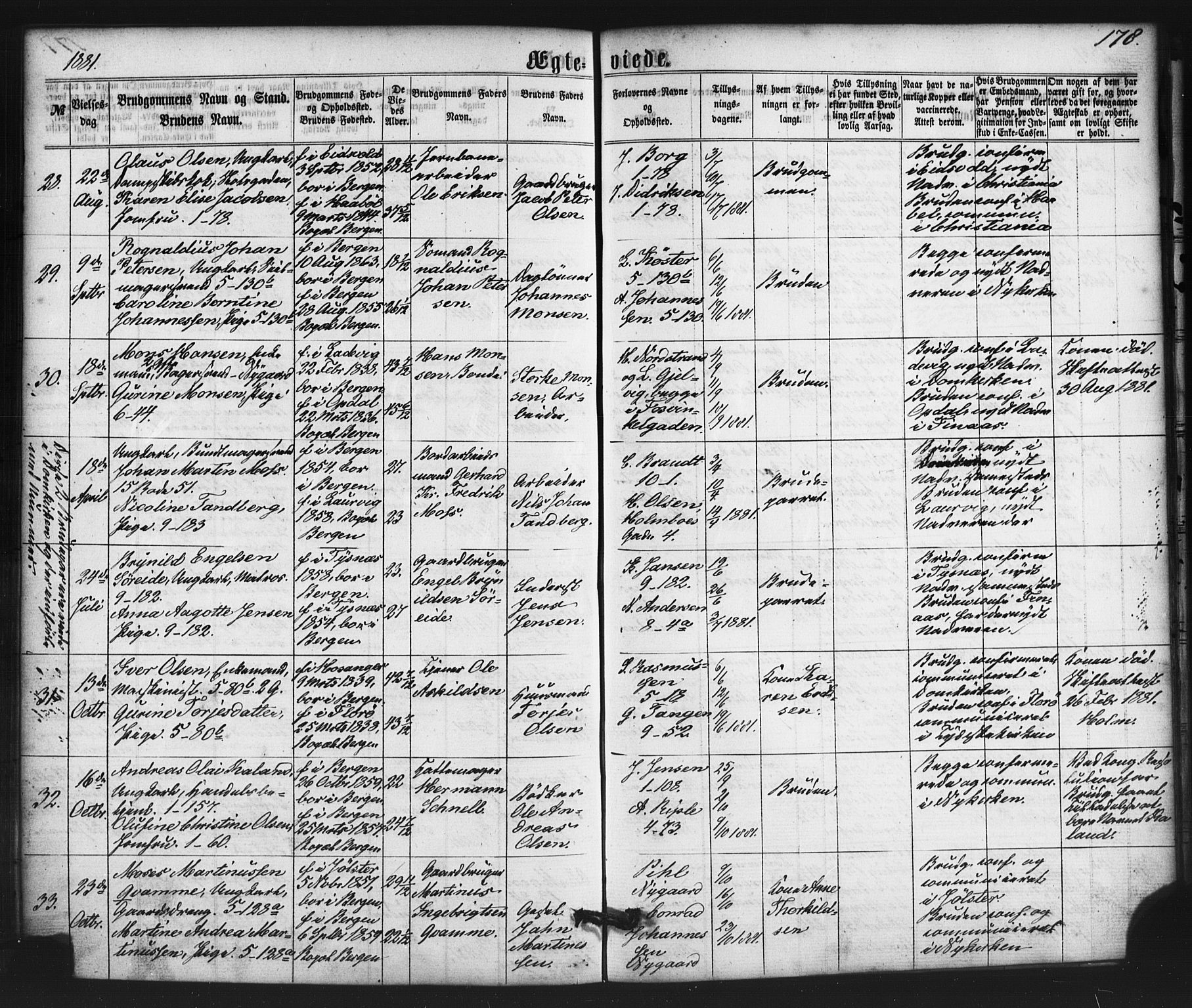Nykirken Sokneprestembete, SAB/A-77101/H/Haa/L0032: Parish register (official) no. D 2, 1861-1883, p. 178