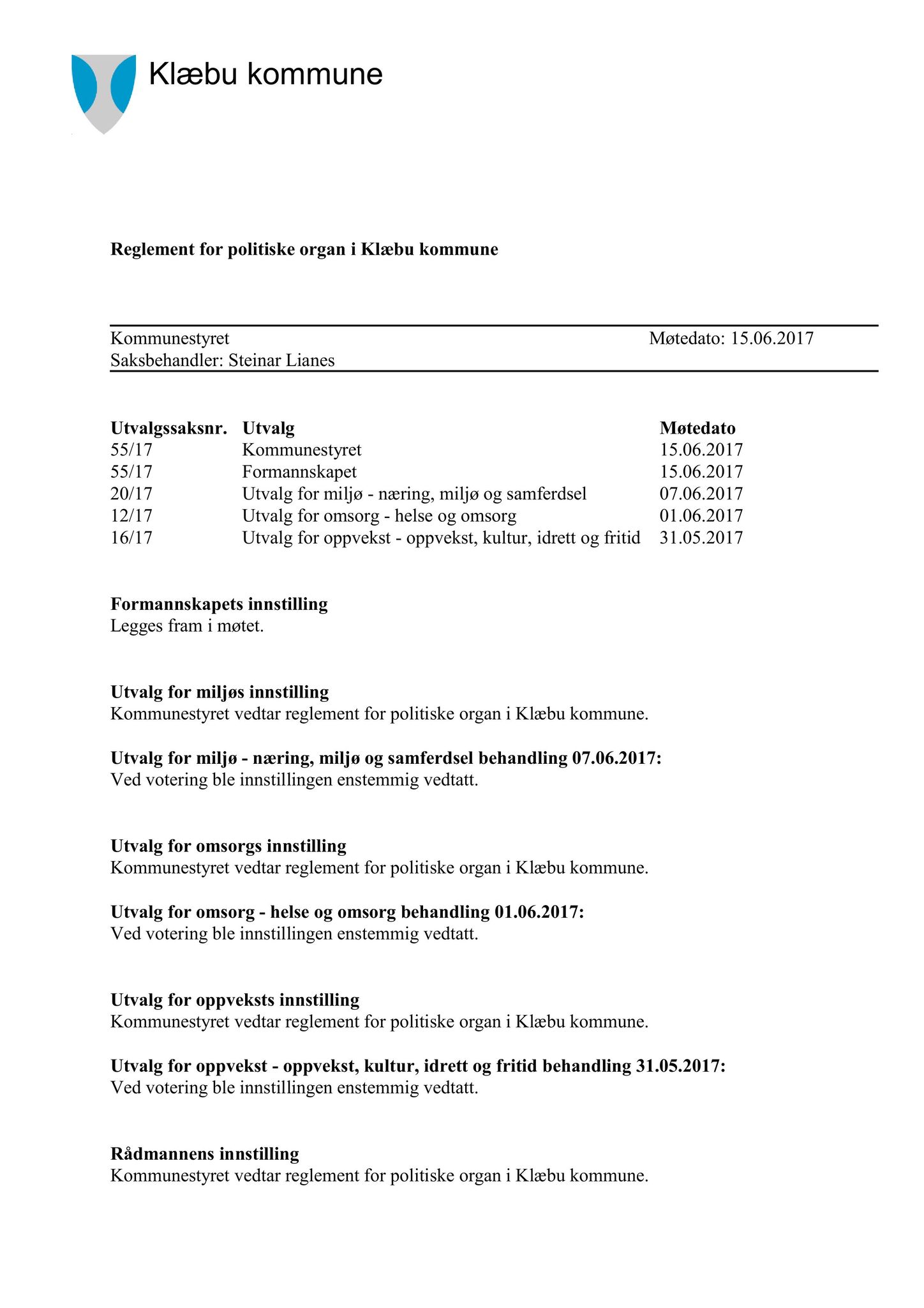 Klæbu Kommune, TRKO/KK/01-KS/L010: Kommunestyret - Møtedokumenter, 2017, p. 1302