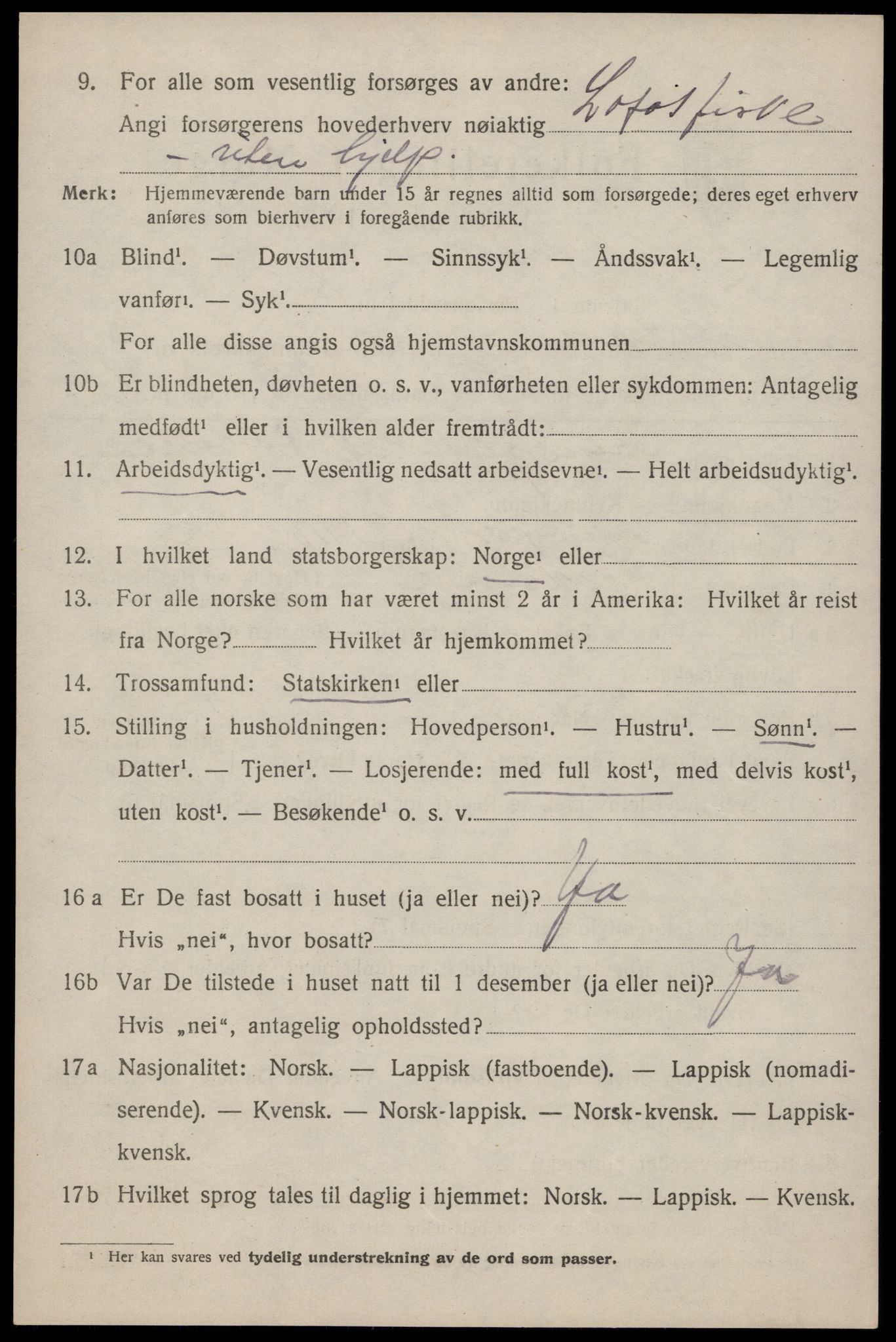 SAT, 1920 census for Flakstad, 1920, p. 2820