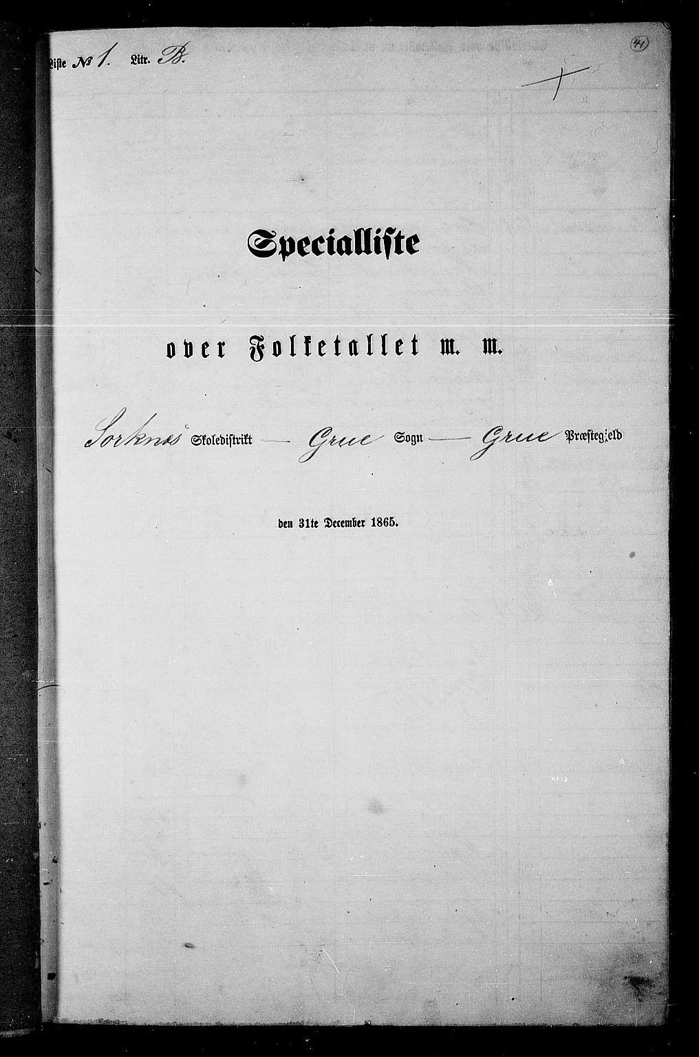 RA, 1865 census for Grue, 1865, p. 40