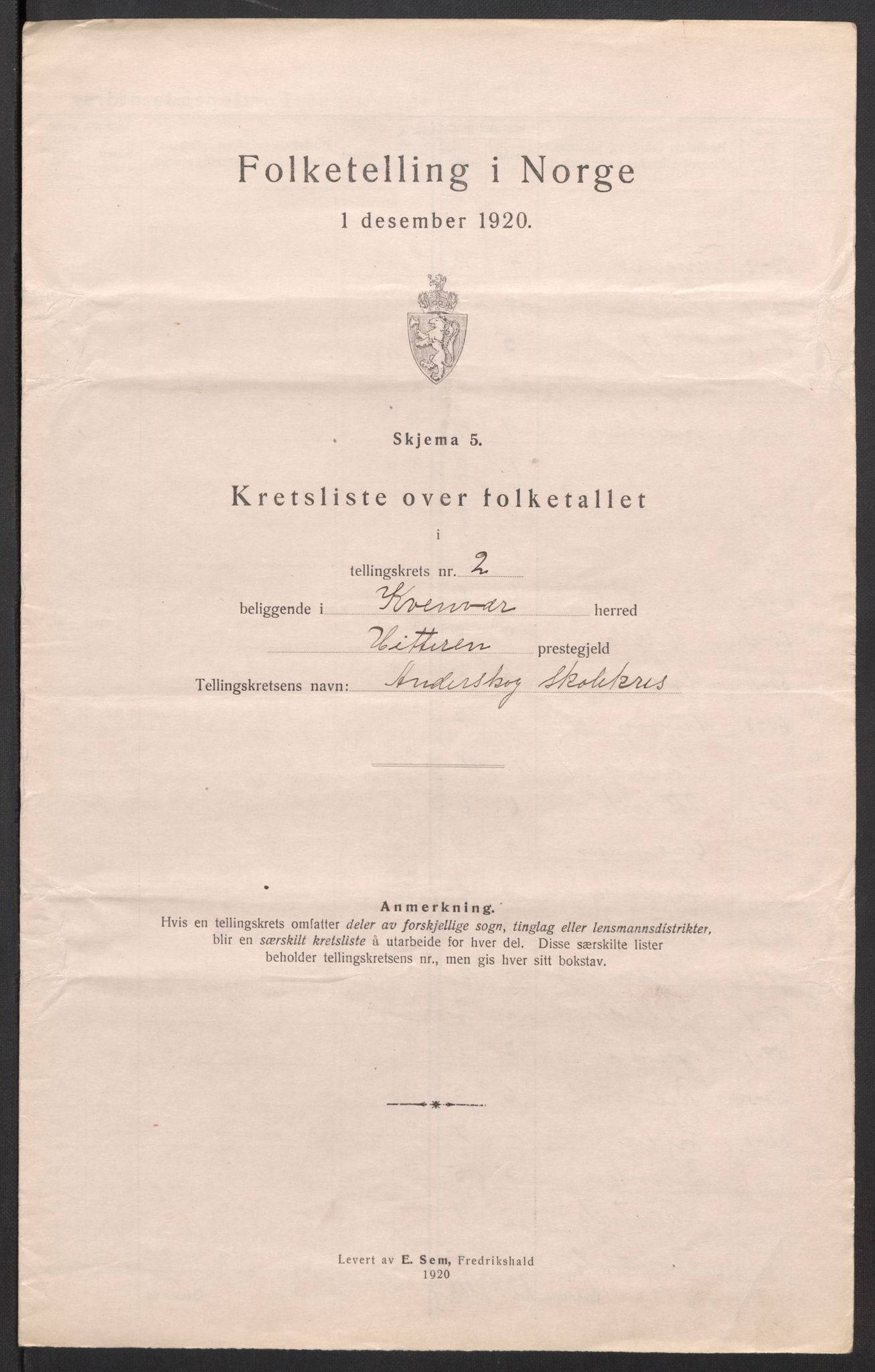 SAT, 1920 census for Kvenvær, 1920, p. 9