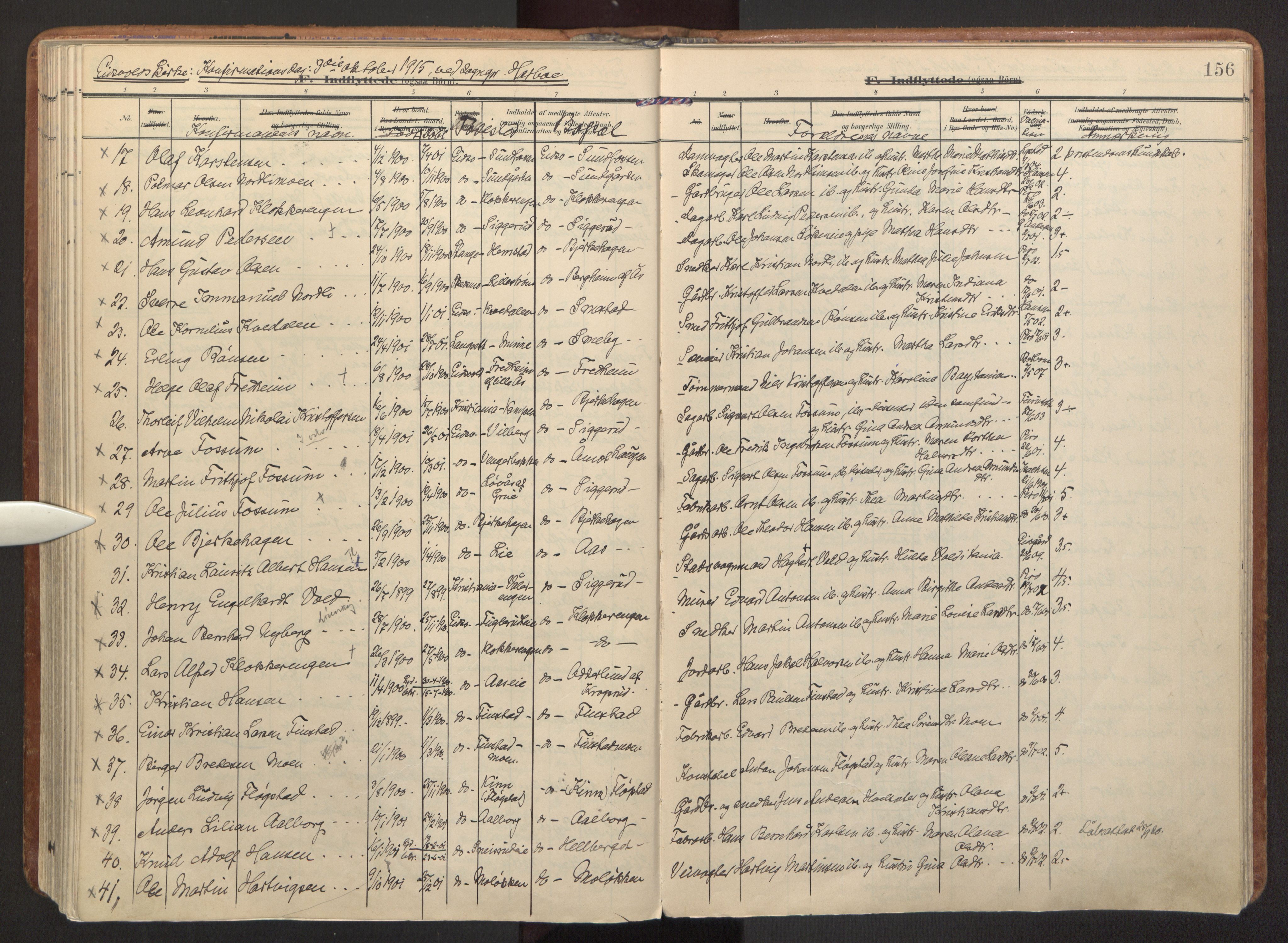 Eidsvoll prestekontor Kirkebøker, SAO/A-10888/F/Fa: Parish register (official) no. I 7, 1905-1920, p. 156