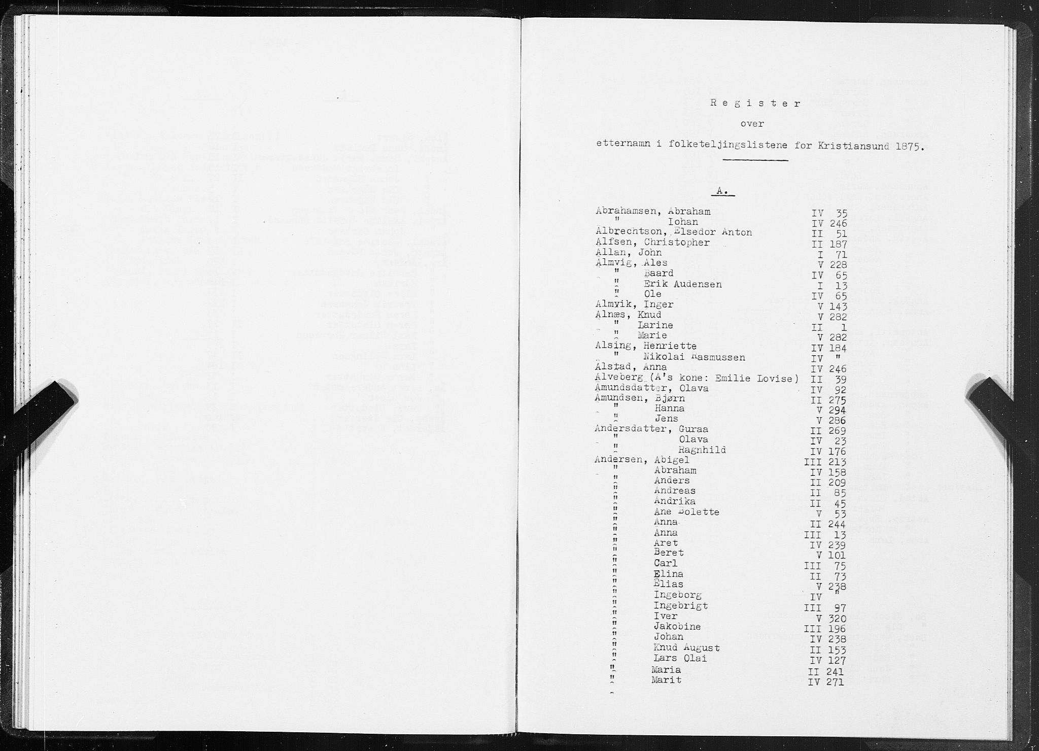SAT, 1875 census for 1503B Kristiansund/Kristiansund, 1875, p. 1
