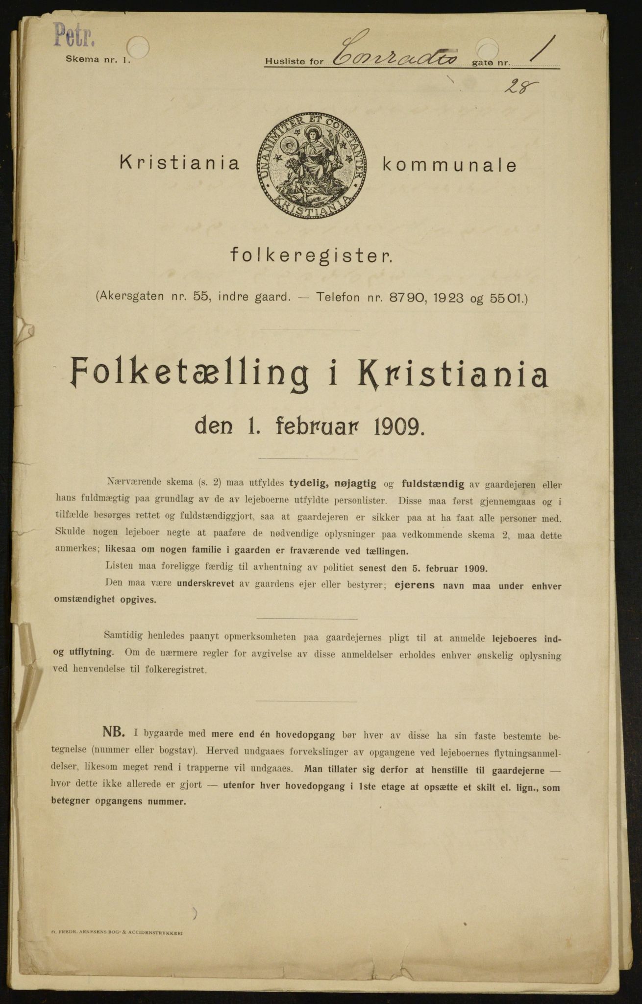 OBA, Municipal Census 1909 for Kristiania, 1909, p. 12035