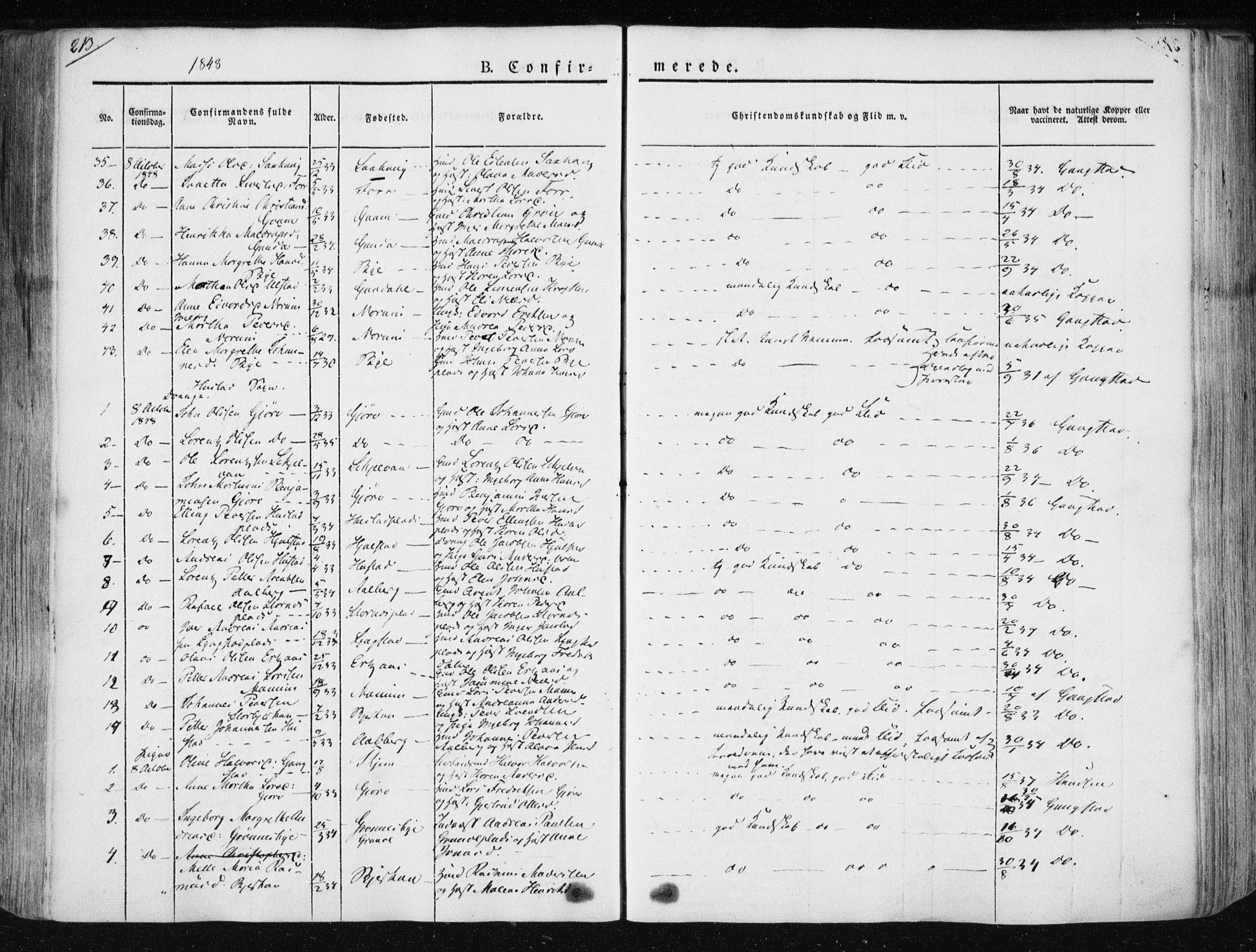 Ministerialprotokoller, klokkerbøker og fødselsregistre - Nord-Trøndelag, SAT/A-1458/730/L0280: Parish register (official) no. 730A07 /1, 1840-1854, p. 213