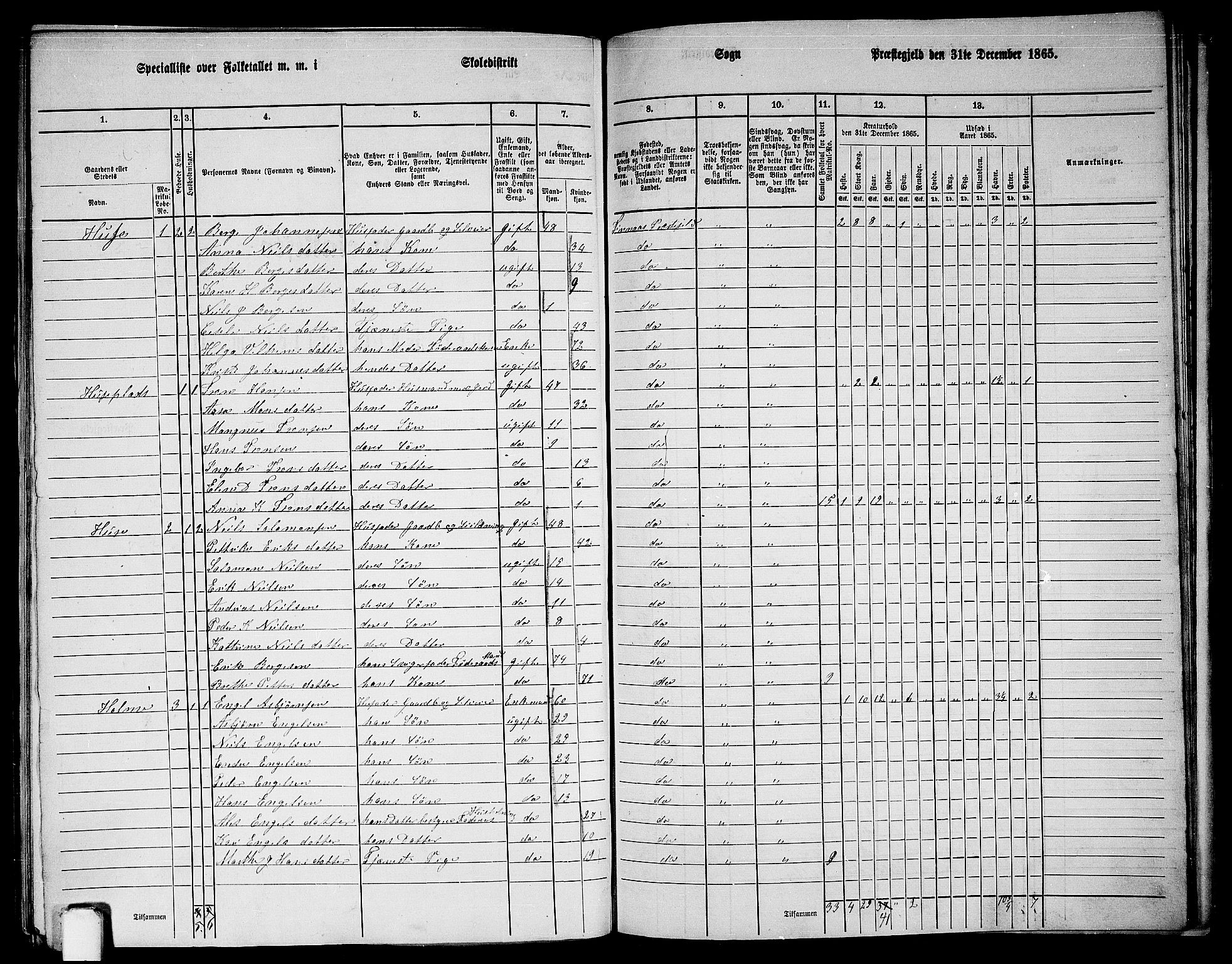 RA, 1865 census for Finnås, 1865, p. 170