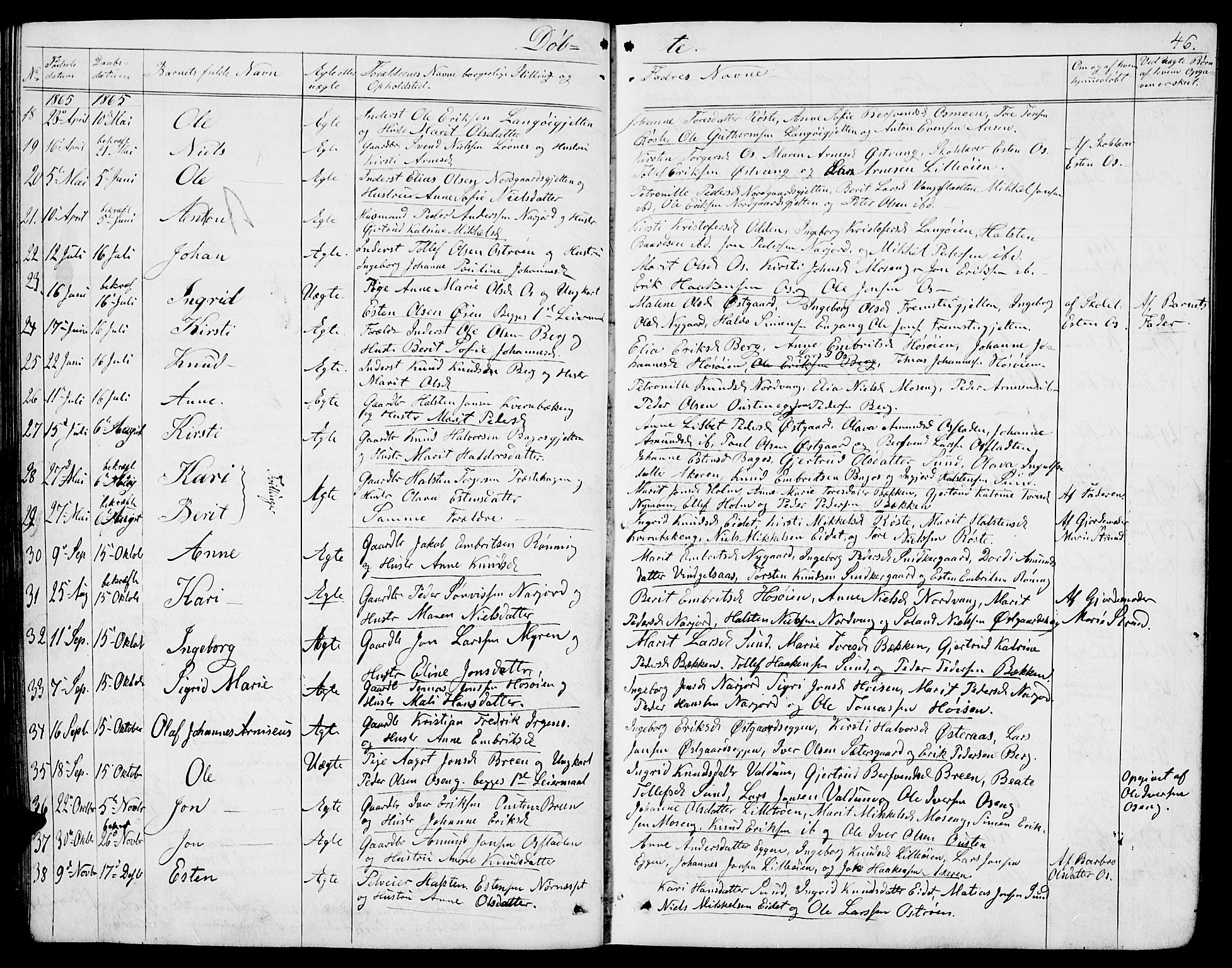 Tolga prestekontor, SAH/PREST-062/L/L0004: Parish register (copy) no. 4, 1845-1887, p. 46