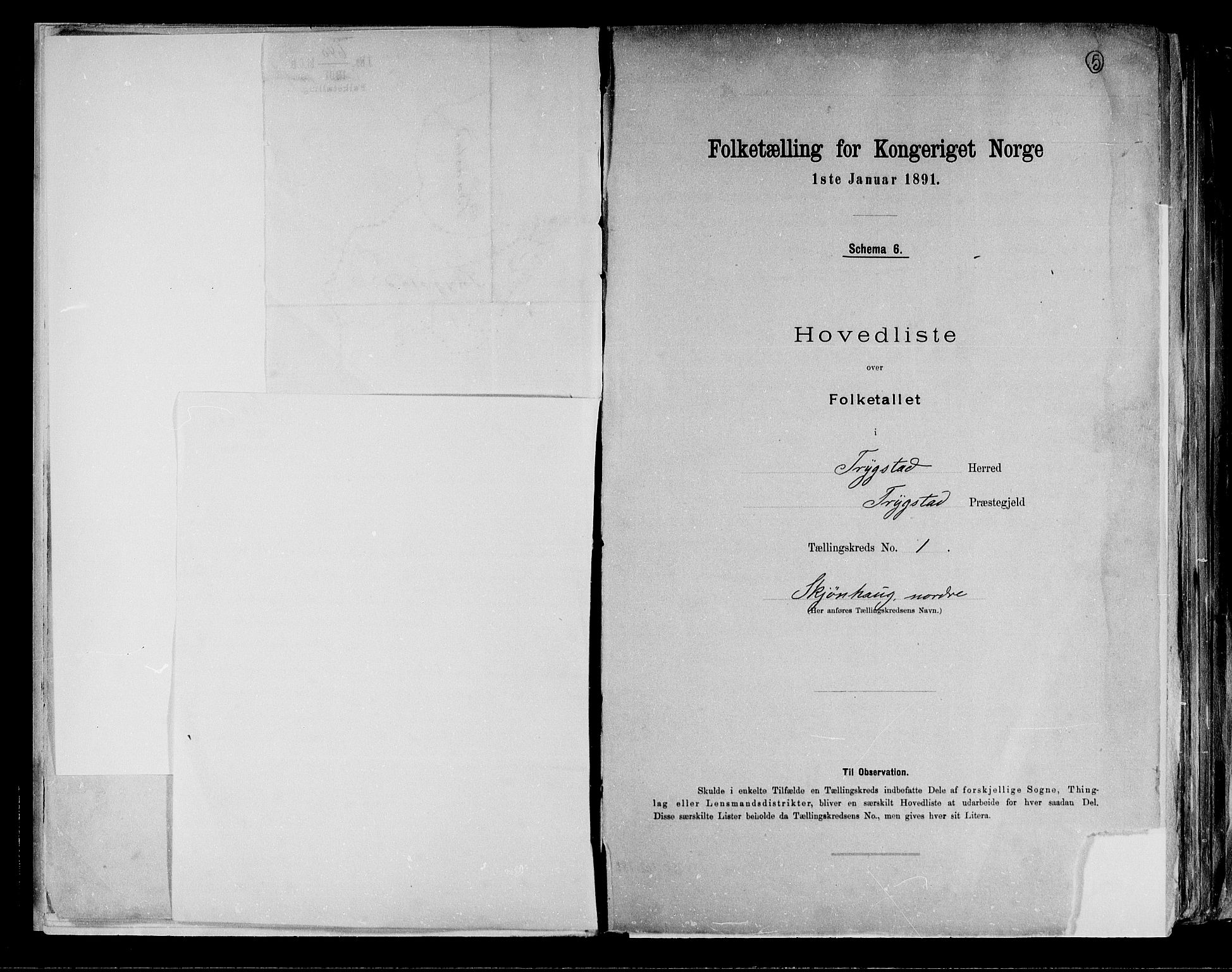 RA, 1891 Census for 0122 Trøgstad, 1891, p. 5