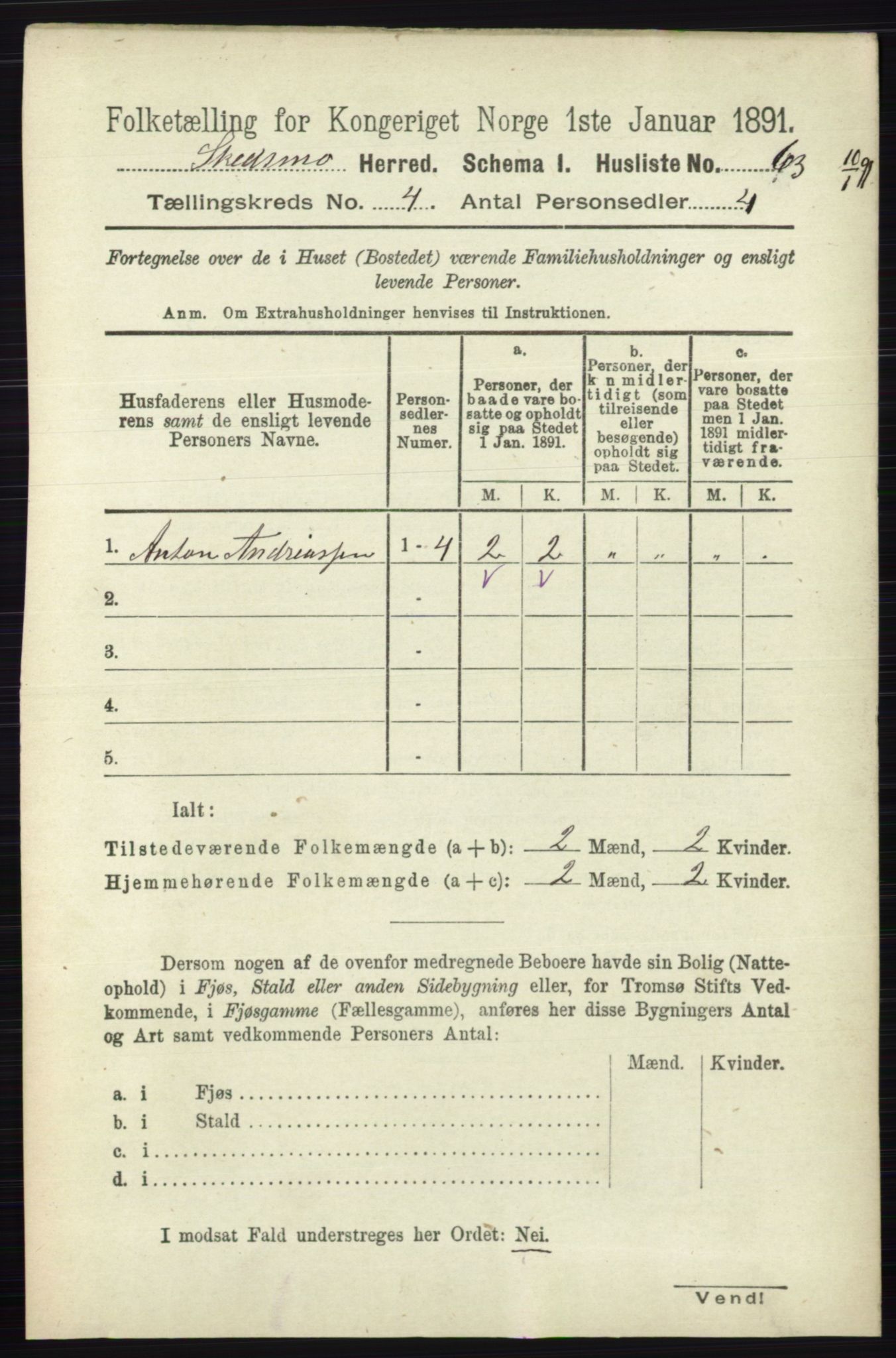 RA, 1891 census for 0231 Skedsmo, 1891, p. 1821