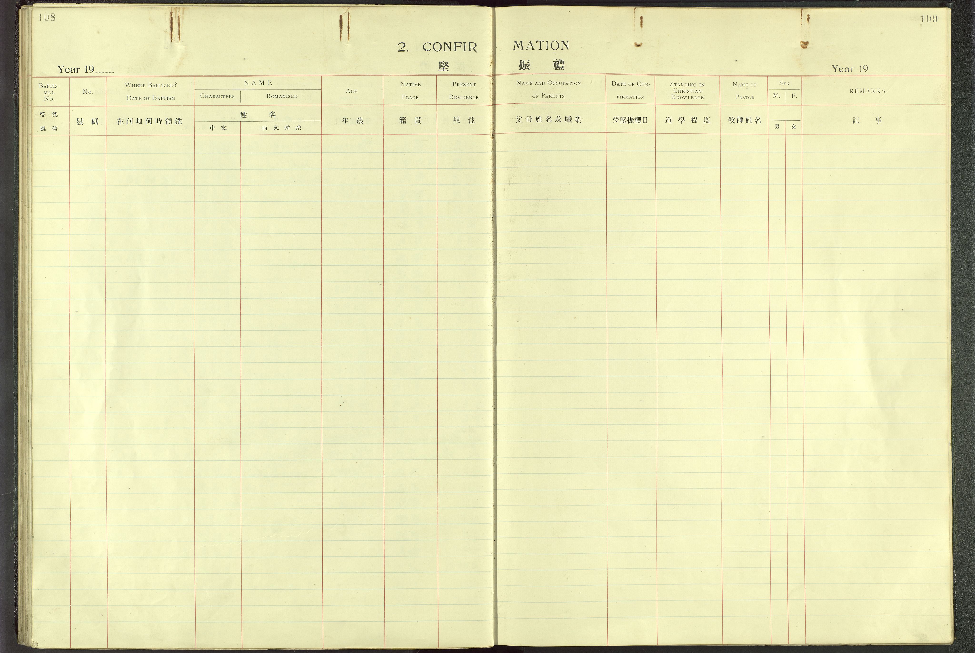 Det Norske Misjonsselskap - utland - Kina (Hunan), VID/MA-A-1065/Dm/L0001: Parish register (official) no. 46, 1903-1936, p. 108-109