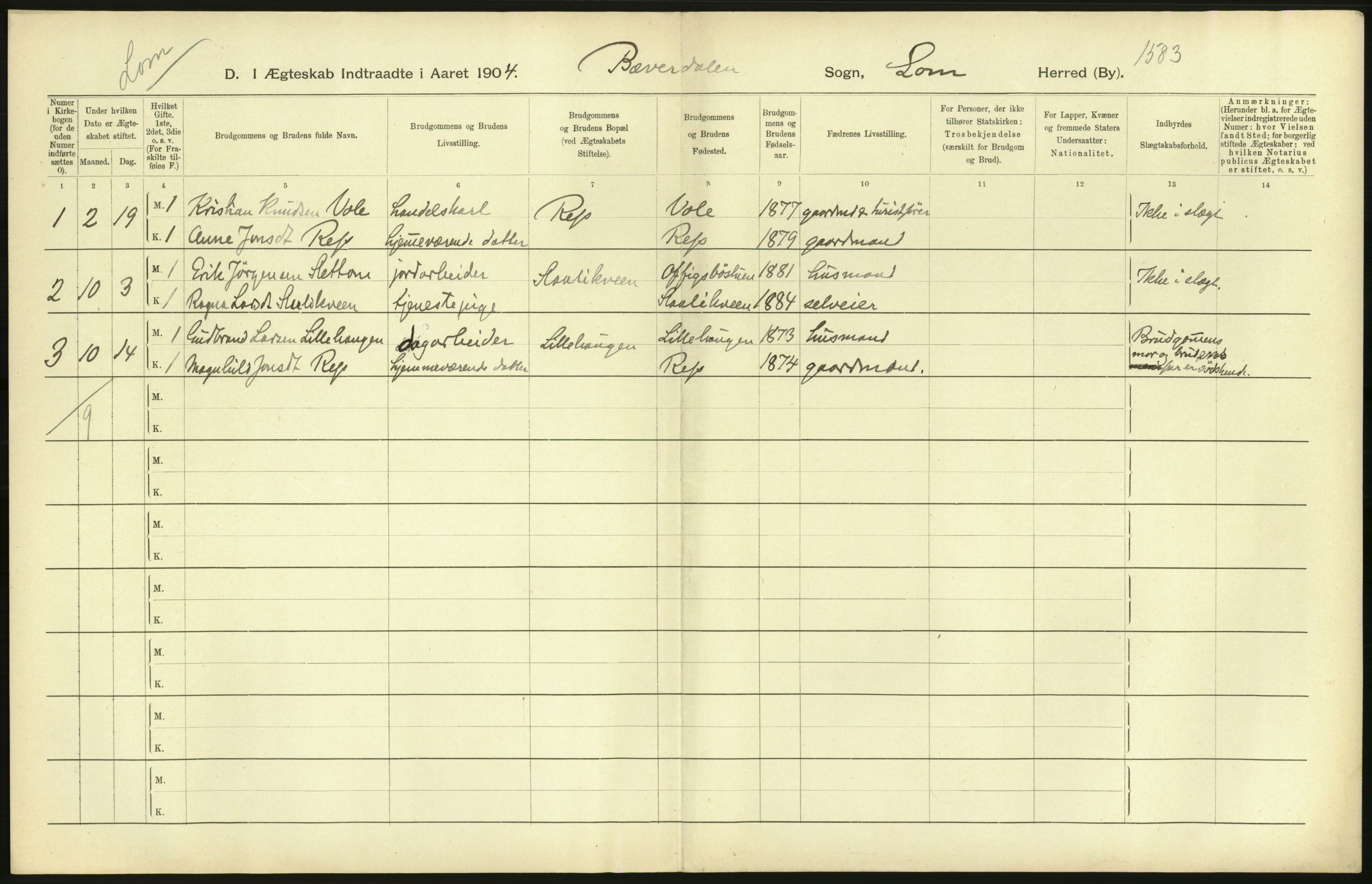 Statistisk sentralbyrå, Sosiodemografiske emner, Befolkning, AV/RA-S-2228/D/Df/Dfa/Dfab/L0006: Kristians amt: Fødte, gifte, døde, 1904, p. 822