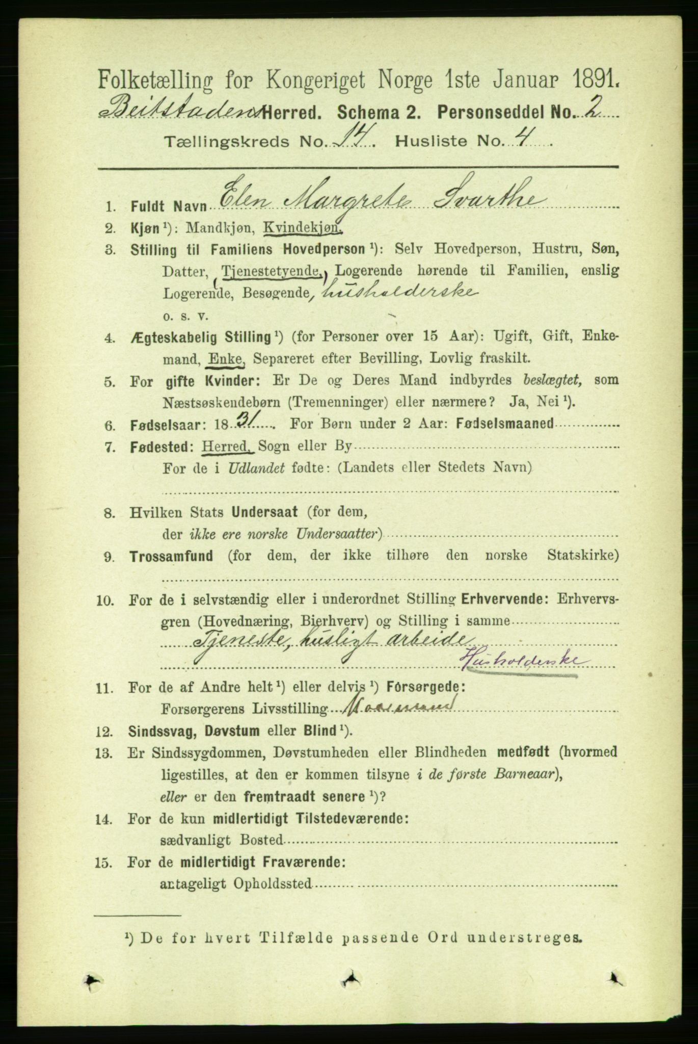 RA, 1891 census for 1727 Beitstad, 1891, p. 3863