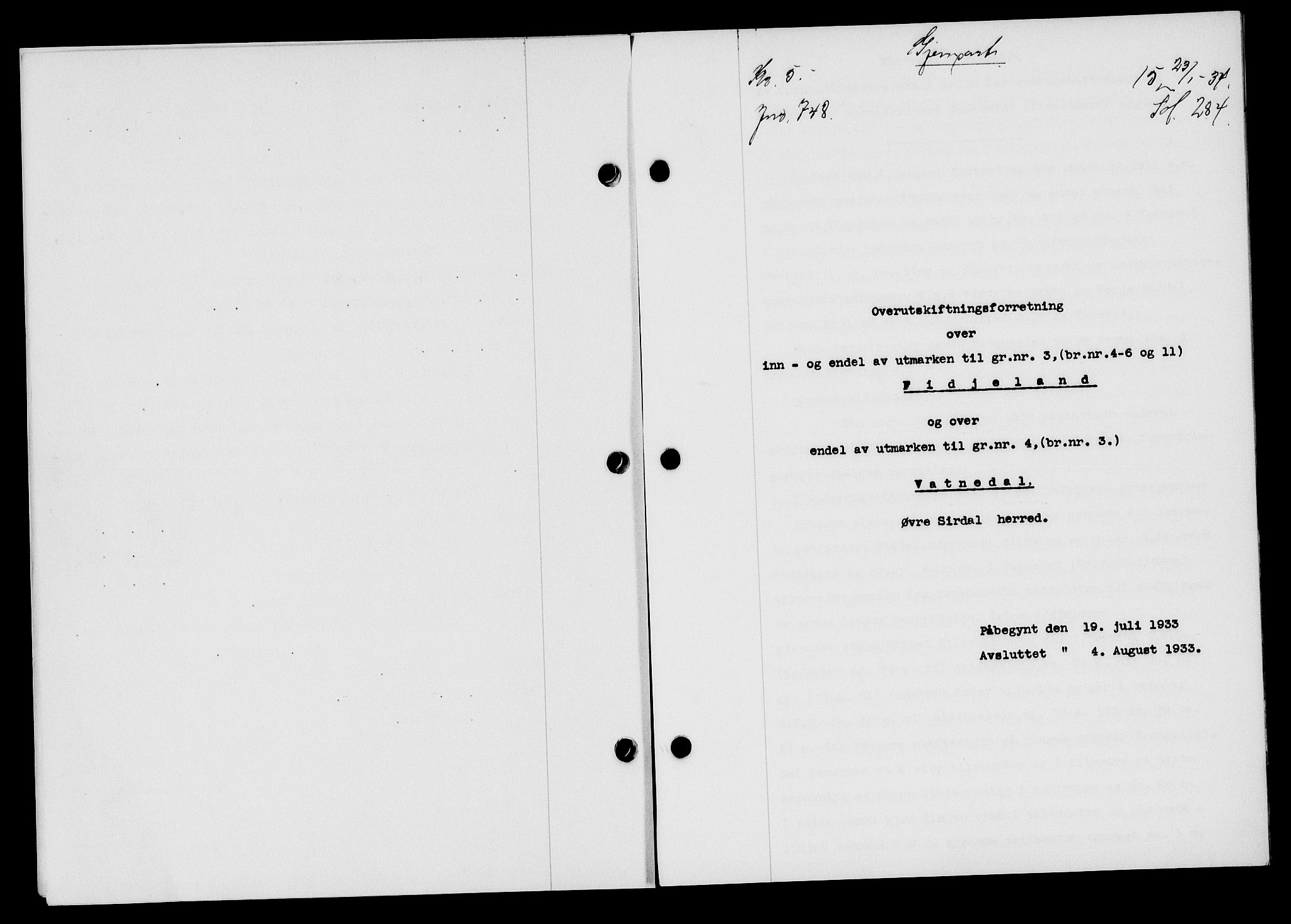 Flekkefjord sorenskriveri, SAK/1221-0001/G/Gb/Gba/L0049: Mortgage book no. 46, 1933-1934, Deed date: 23.01.1934