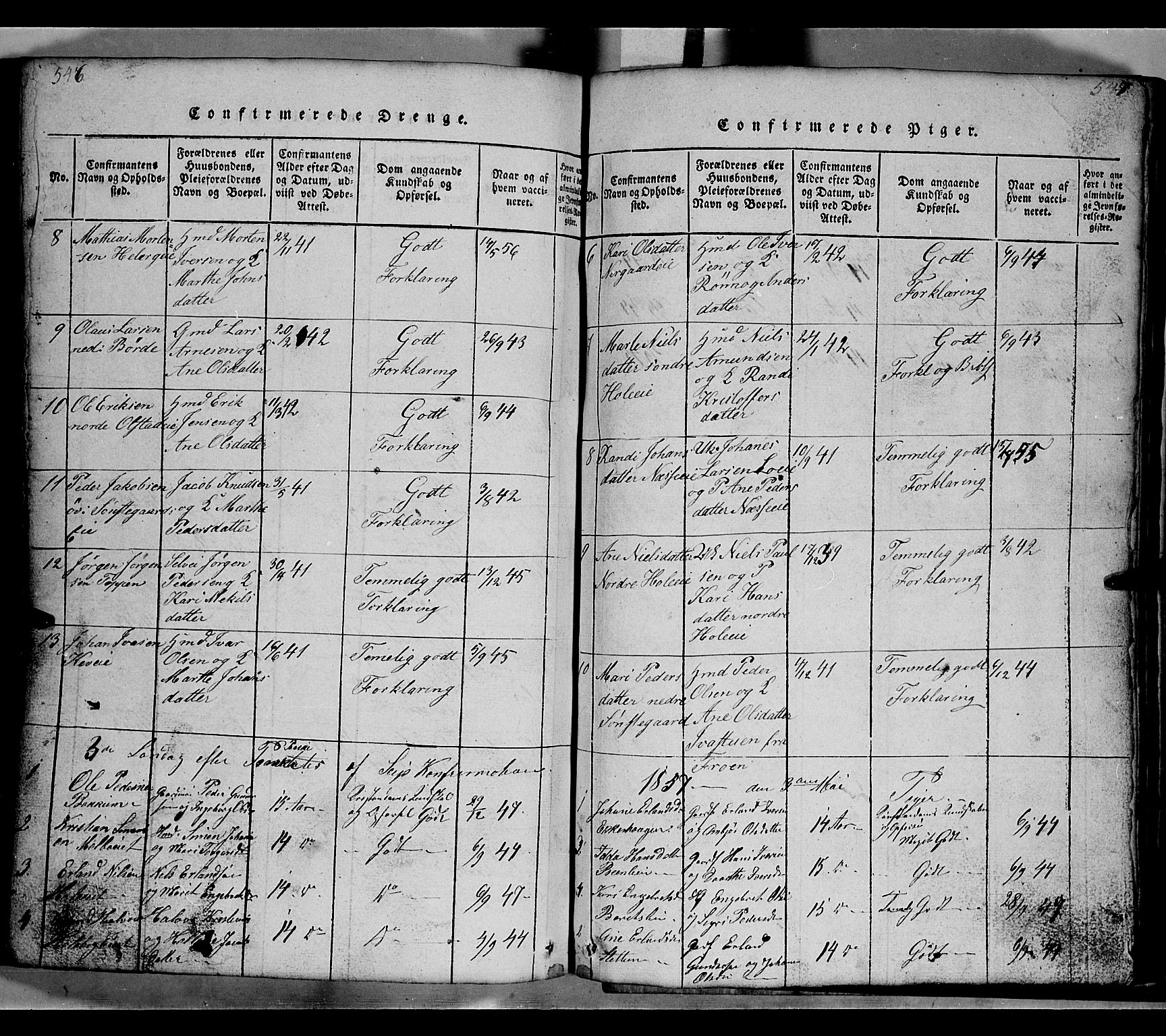 Gausdal prestekontor, SAH/PREST-090/H/Ha/Hab/L0002: Parish register (copy) no. 2, 1818-1874, p. 546-547