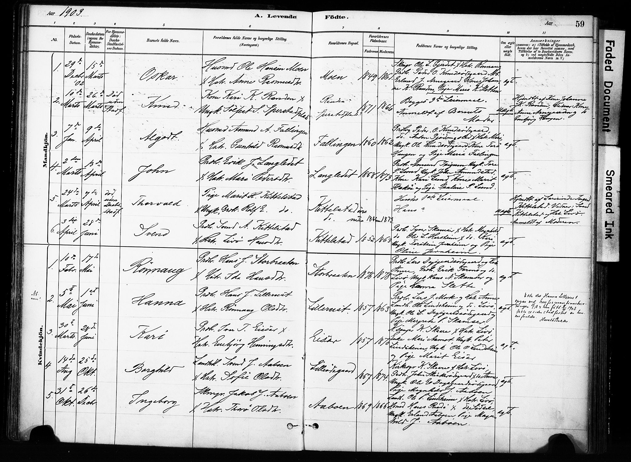 Skjåk prestekontor, AV/SAH-PREST-072/H/Ha/Haa/L0004: Parish register (official) no. 4, 1880-1904, p. 59