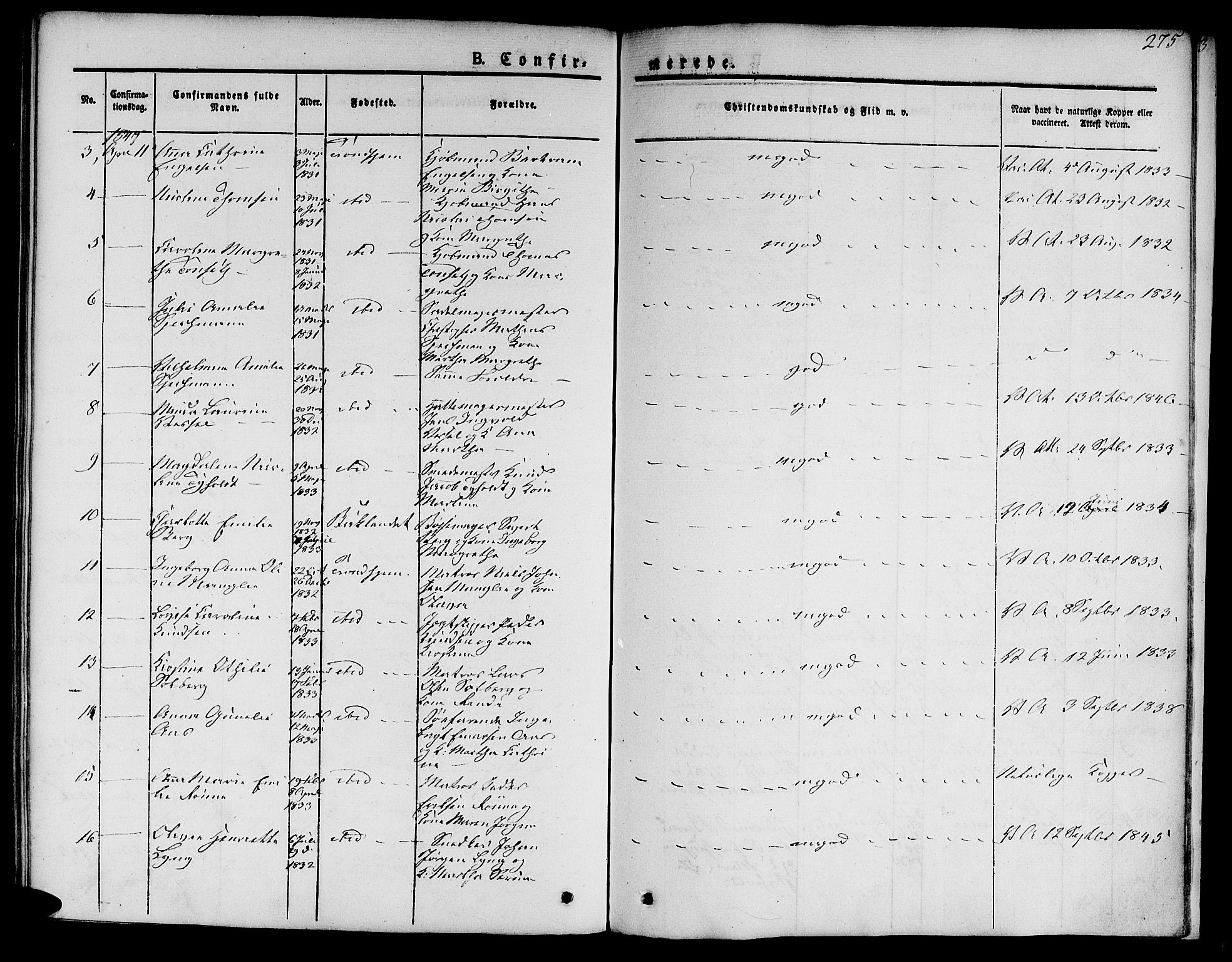 Ministerialprotokoller, klokkerbøker og fødselsregistre - Sør-Trøndelag, AV/SAT-A-1456/601/L0048: Parish register (official) no. 601A16, 1840-1847, p. 275