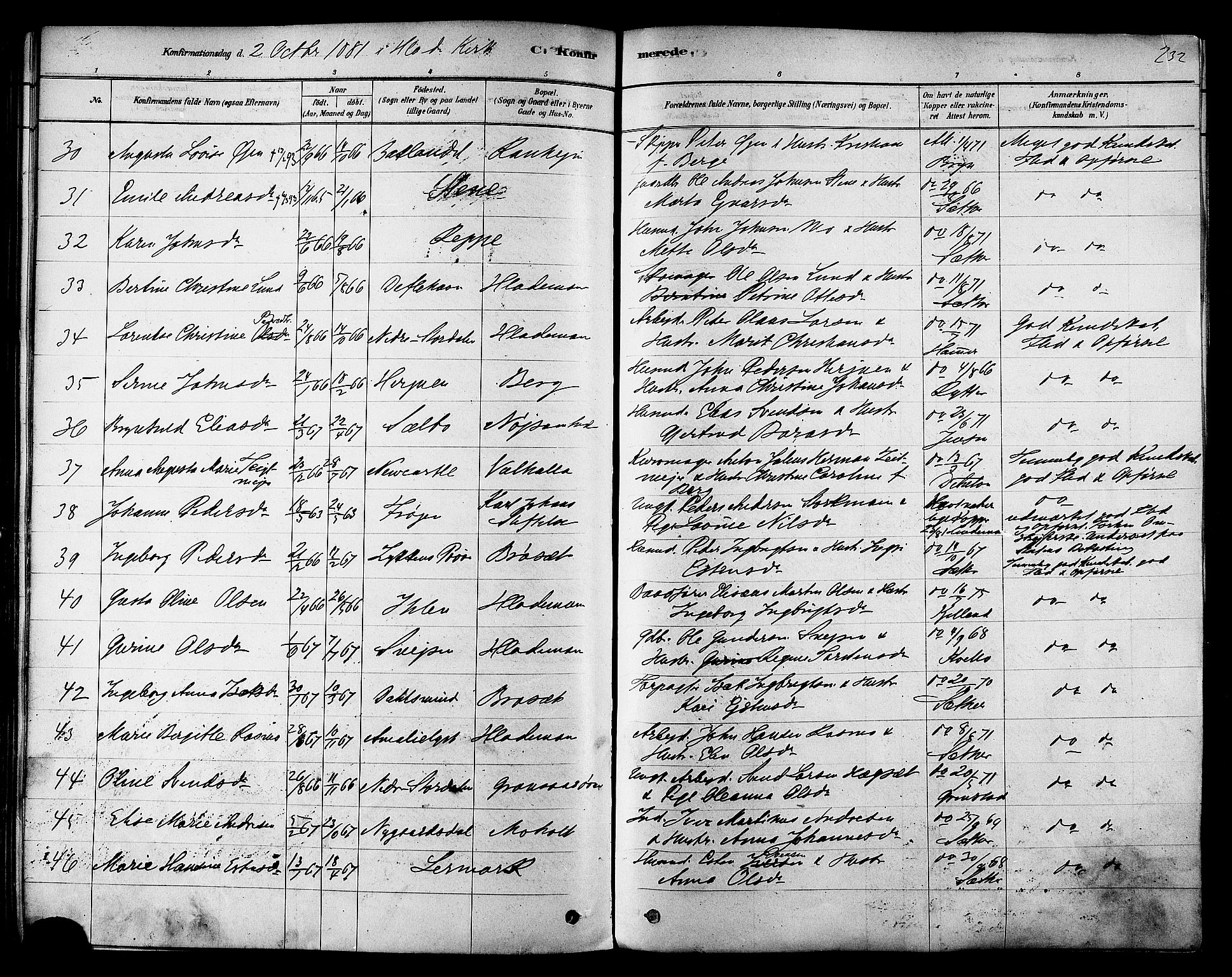 Ministerialprotokoller, klokkerbøker og fødselsregistre - Sør-Trøndelag, SAT/A-1456/606/L0294: Parish register (official) no. 606A09, 1878-1886, p. 232