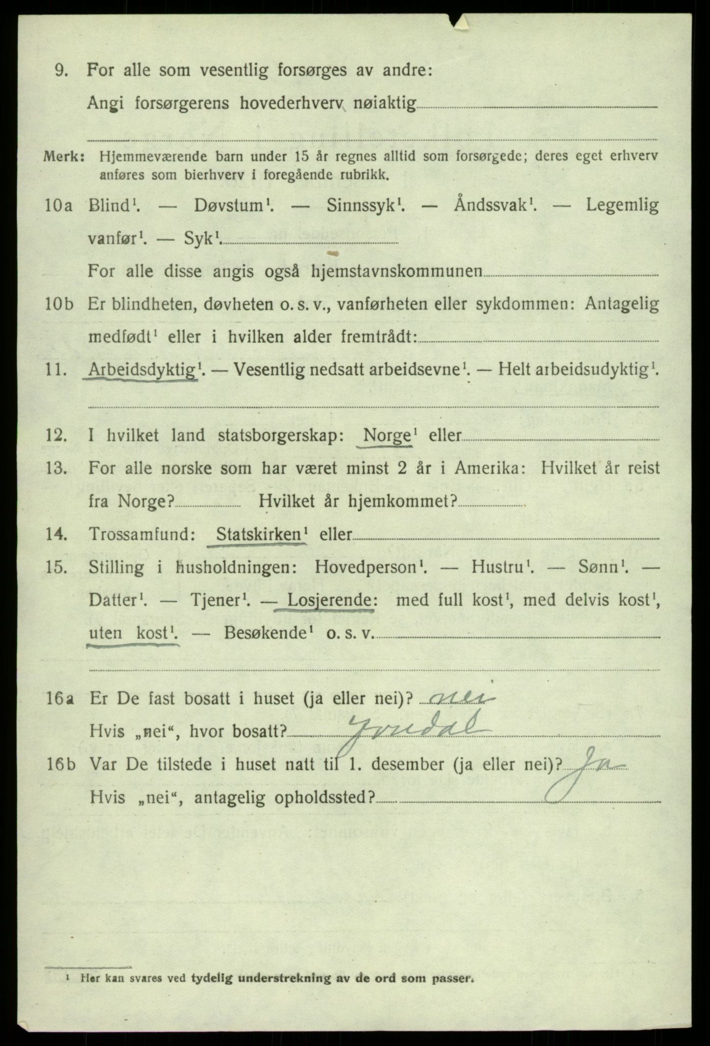 SAB, 1920 census for Jondal, 1920, p. 2203