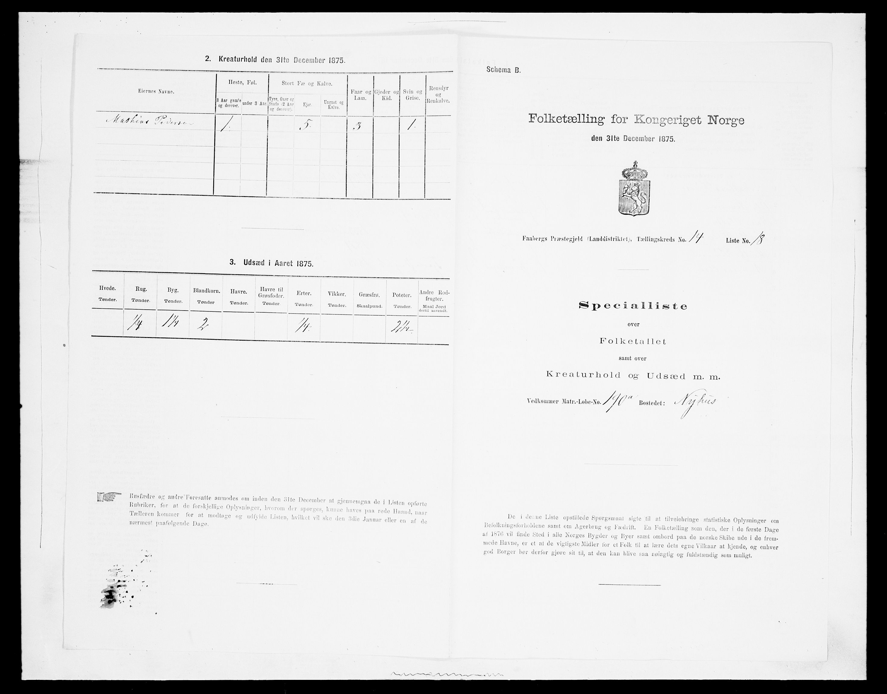 SAH, 1875 census for 0524L Fåberg/Fåberg og Lillehammer, 1875, p. 1750