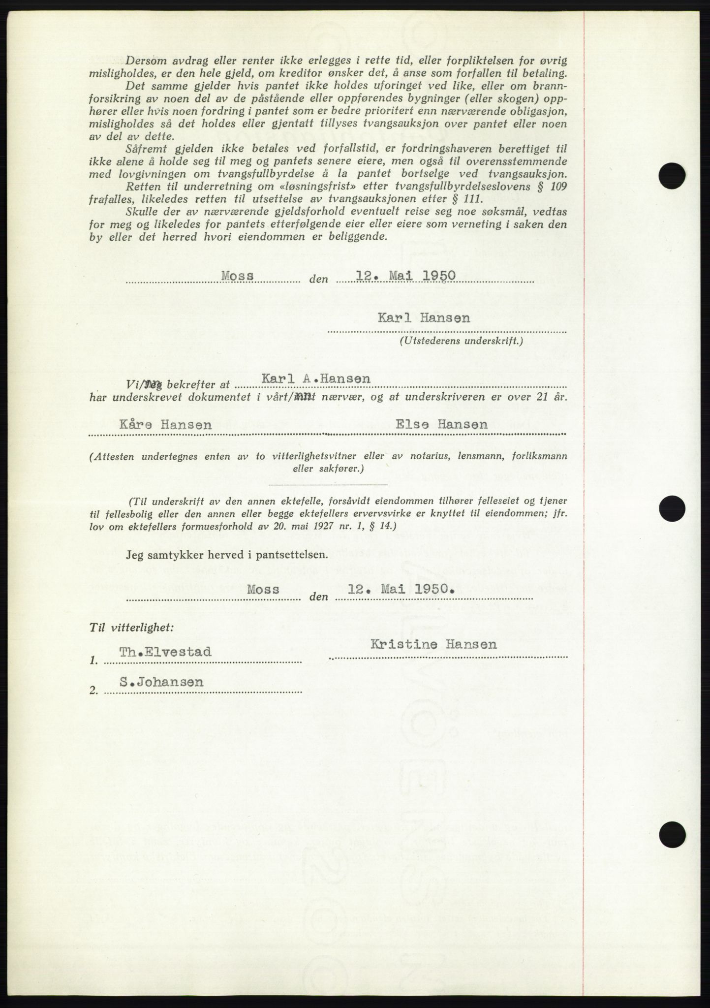 Moss sorenskriveri, AV/SAO-A-10168: Mortgage book no. B24, 1950-1950, Diary no: : 1434/1950