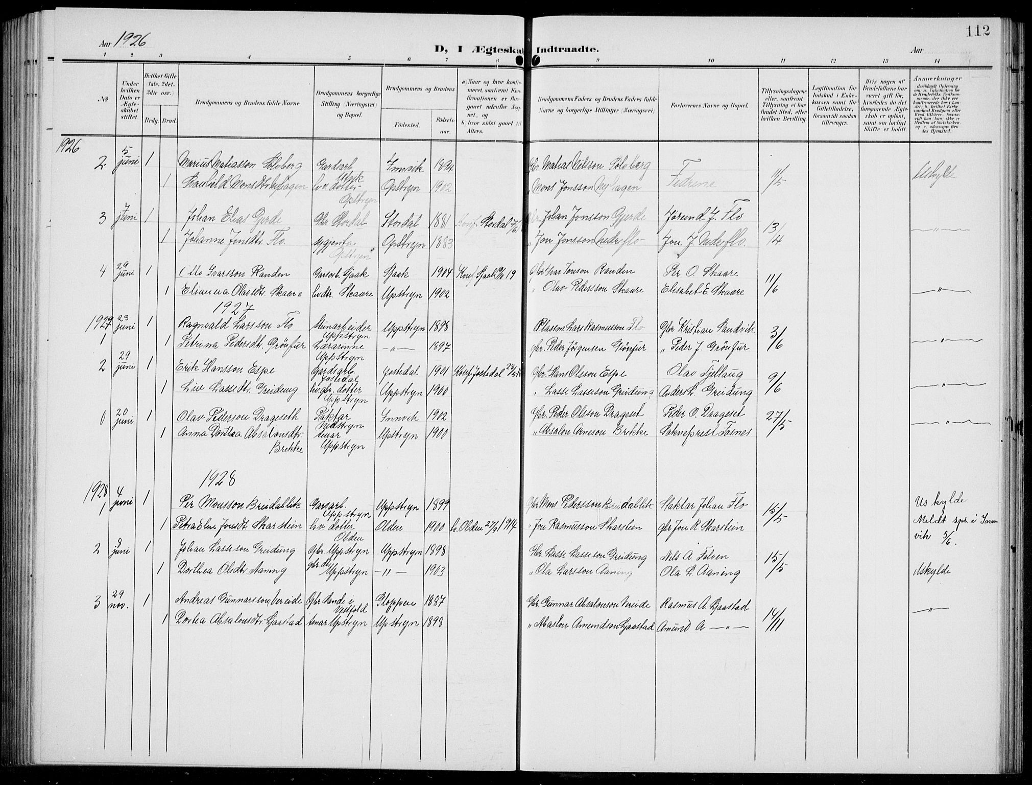 Stryn Sokneprestembete, AV/SAB-A-82501: Parish register (copy) no. C 4, 1905-1936, p. 112