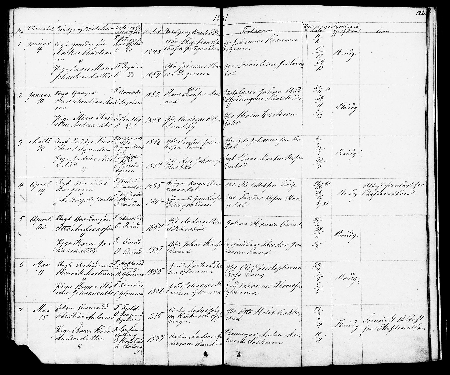 Enebakk prestekontor Kirkebøker, SAO/A-10171c/F/Fa/L0012: Parish register (official) no. I 12, 1832-1882, p. 122