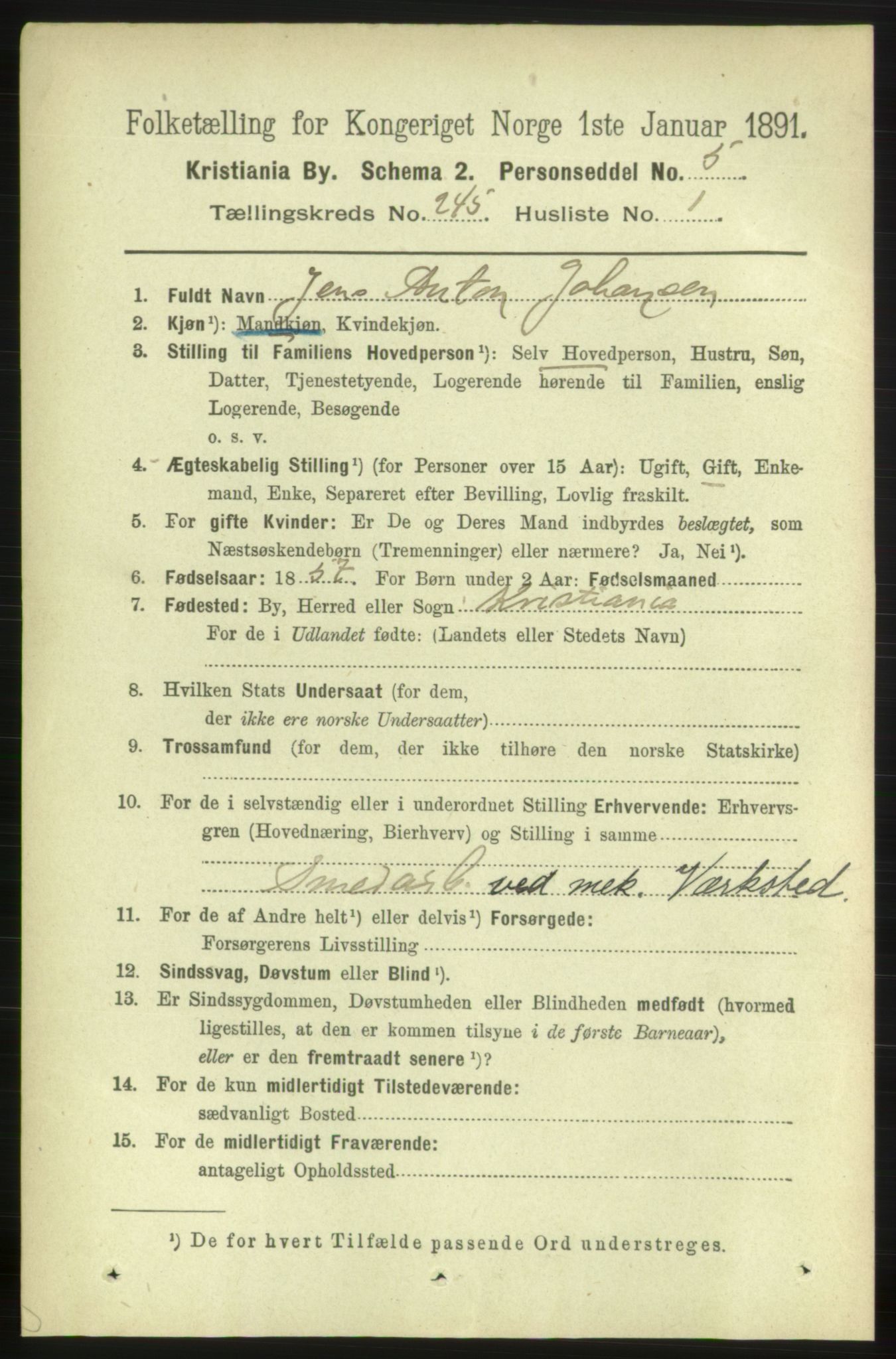 RA, 1891 census for 0301 Kristiania, 1891, p. 149139