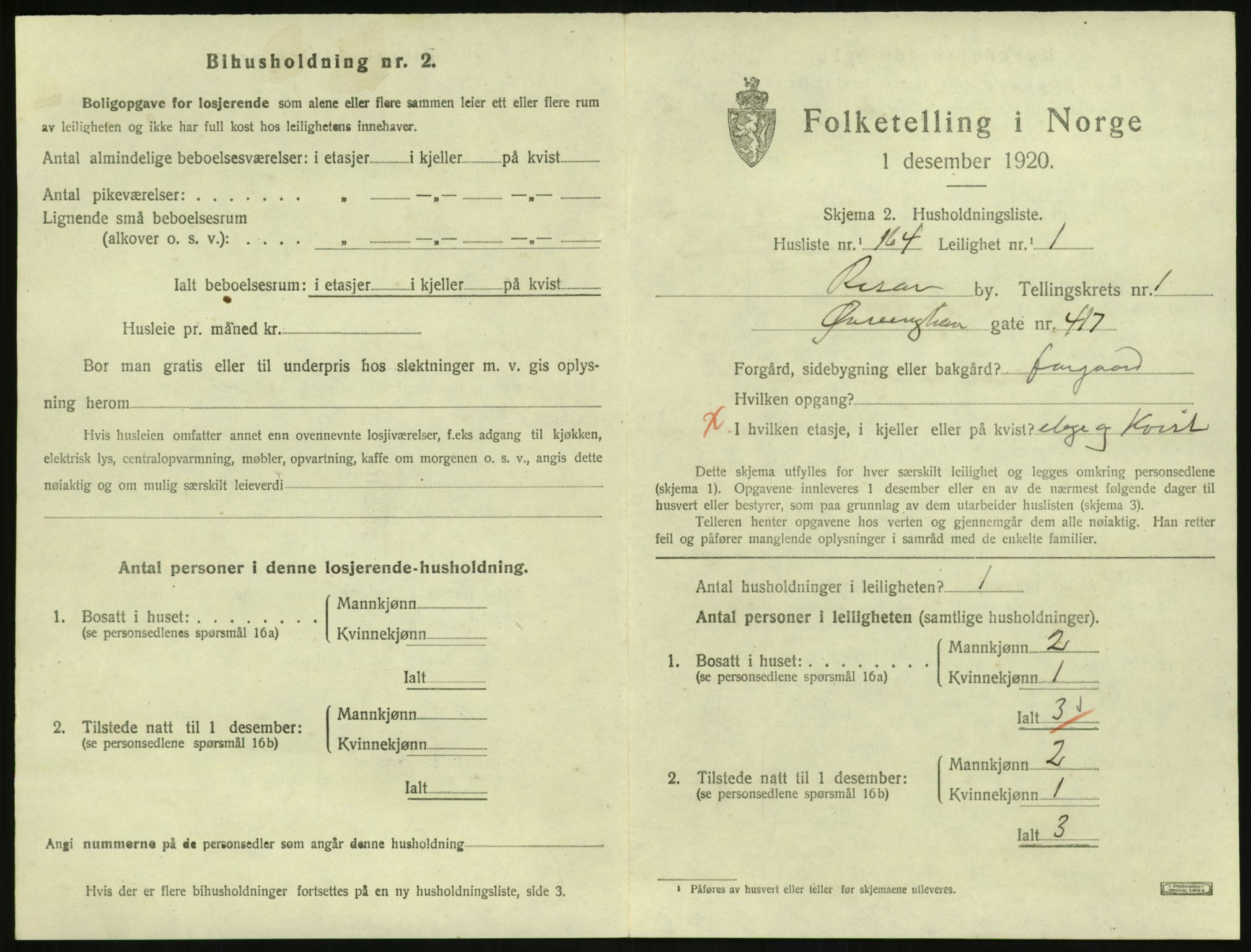 SAK, 1920 census for Risør, 1920, p. 1747