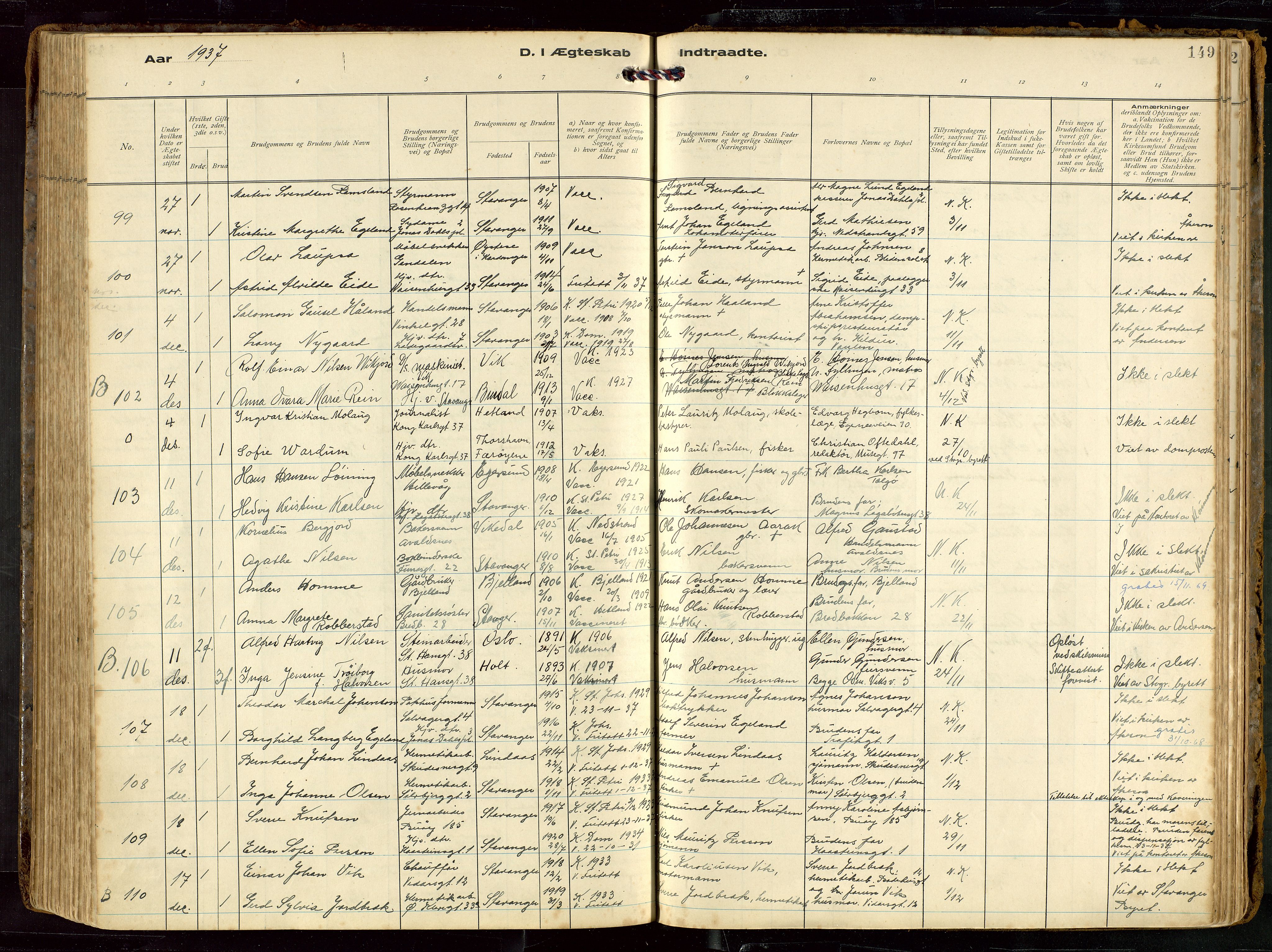 St. Petri sokneprestkontor, AV/SAST-A-101813/002/D/L0002: Parish register (official) no. A 27, 1921-1942, p. 149