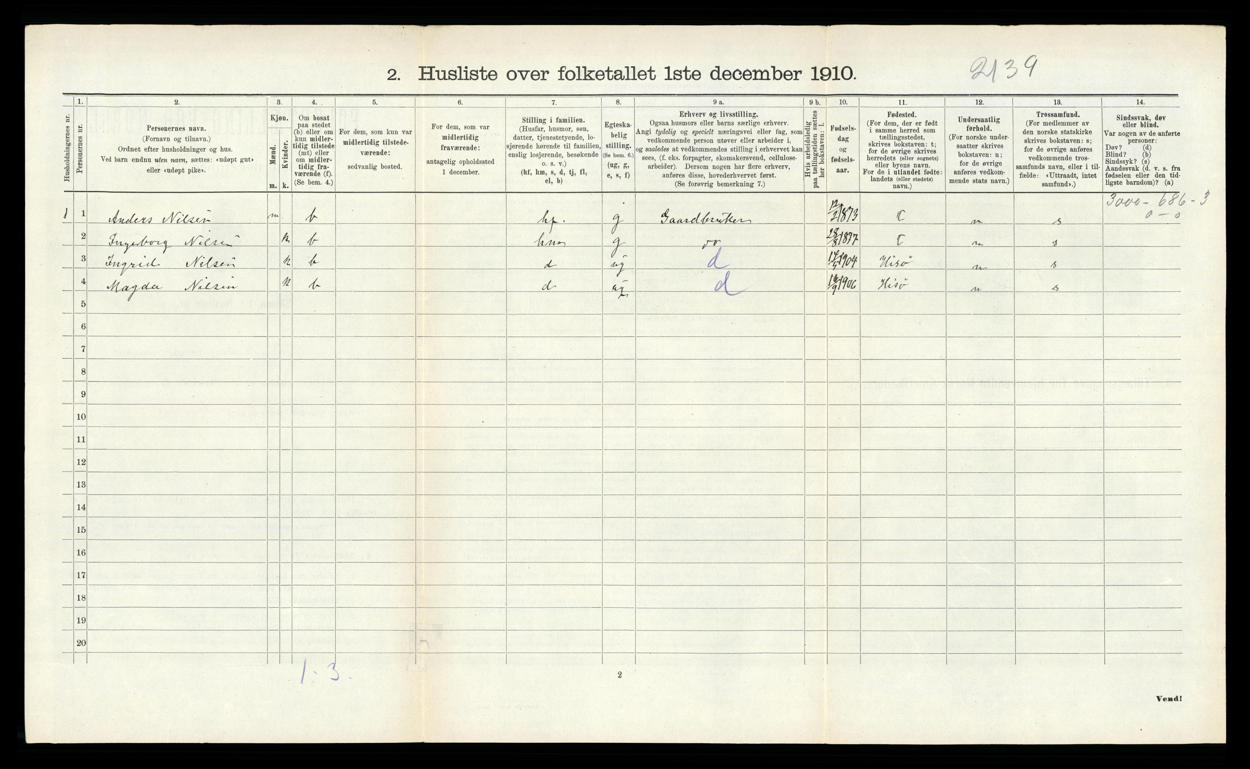 RA, 1910 census for Øyestad, 1910, p. 811