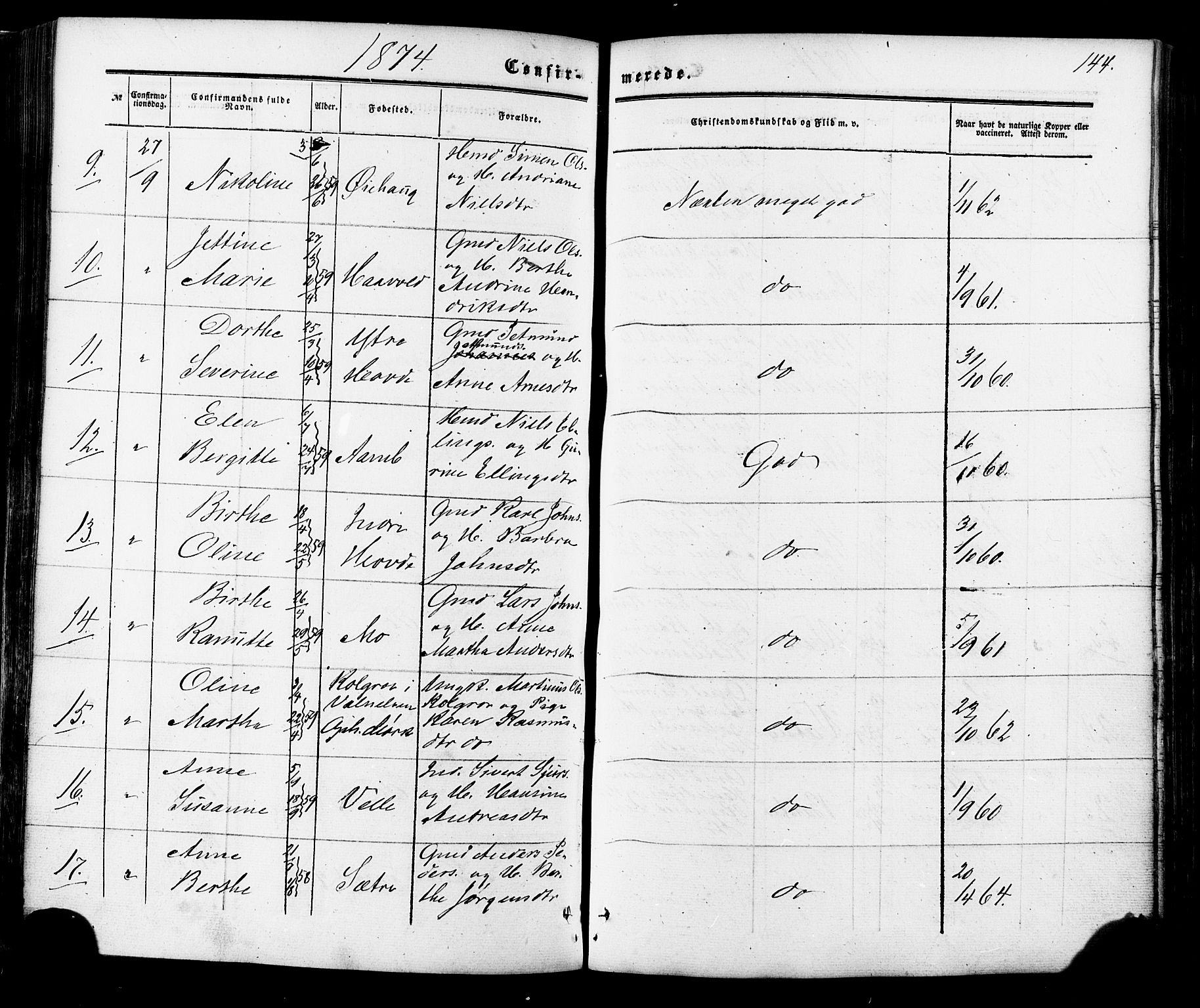 Ministerialprotokoller, klokkerbøker og fødselsregistre - Møre og Romsdal, AV/SAT-A-1454/513/L0175: Parish register (official) no. 513A02, 1856-1877, p. 144