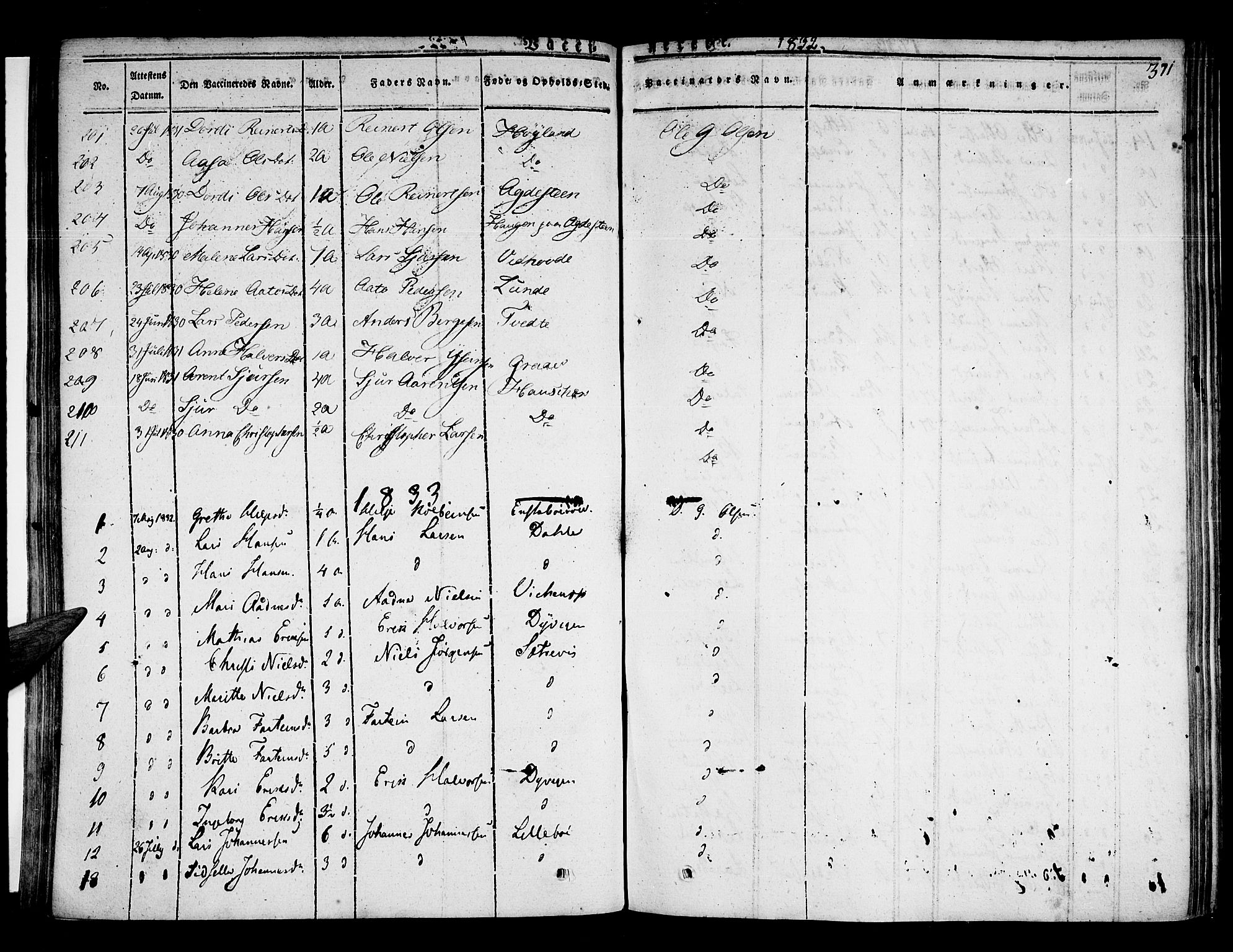 Stord sokneprestembete, SAB/A-78201/H/Haa: Parish register (official) no. A 6, 1826-1840, p. 371