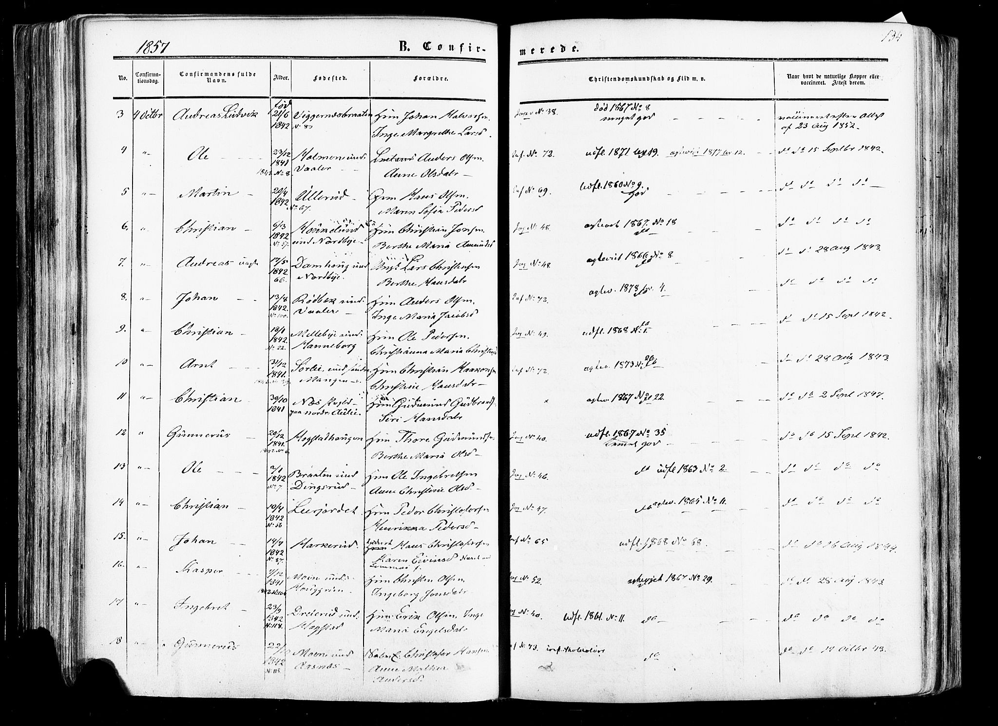 Aurskog prestekontor Kirkebøker, AV/SAO-A-10304a/F/Fa/L0007: Parish register (official) no. I 7, 1854-1877, p. 134