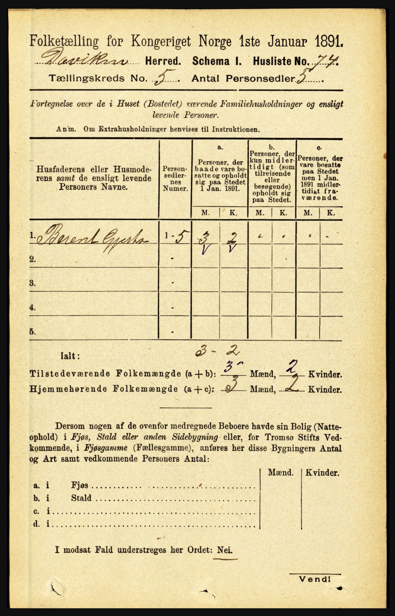 RA, 1891 census for 1442 Davik, 1891, p. 1807